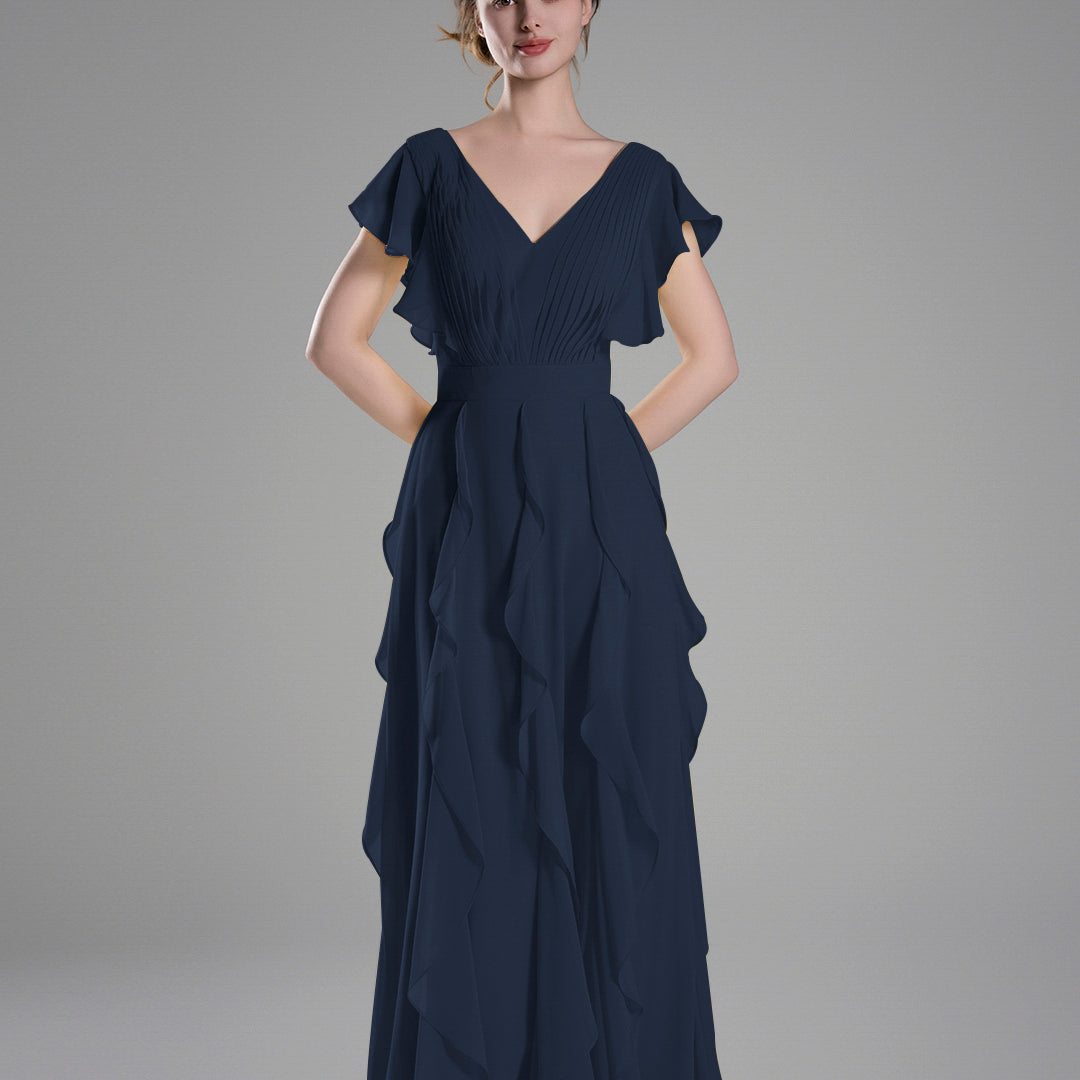 Flutter Sleeves Ruffle Detailing A-line Dresses