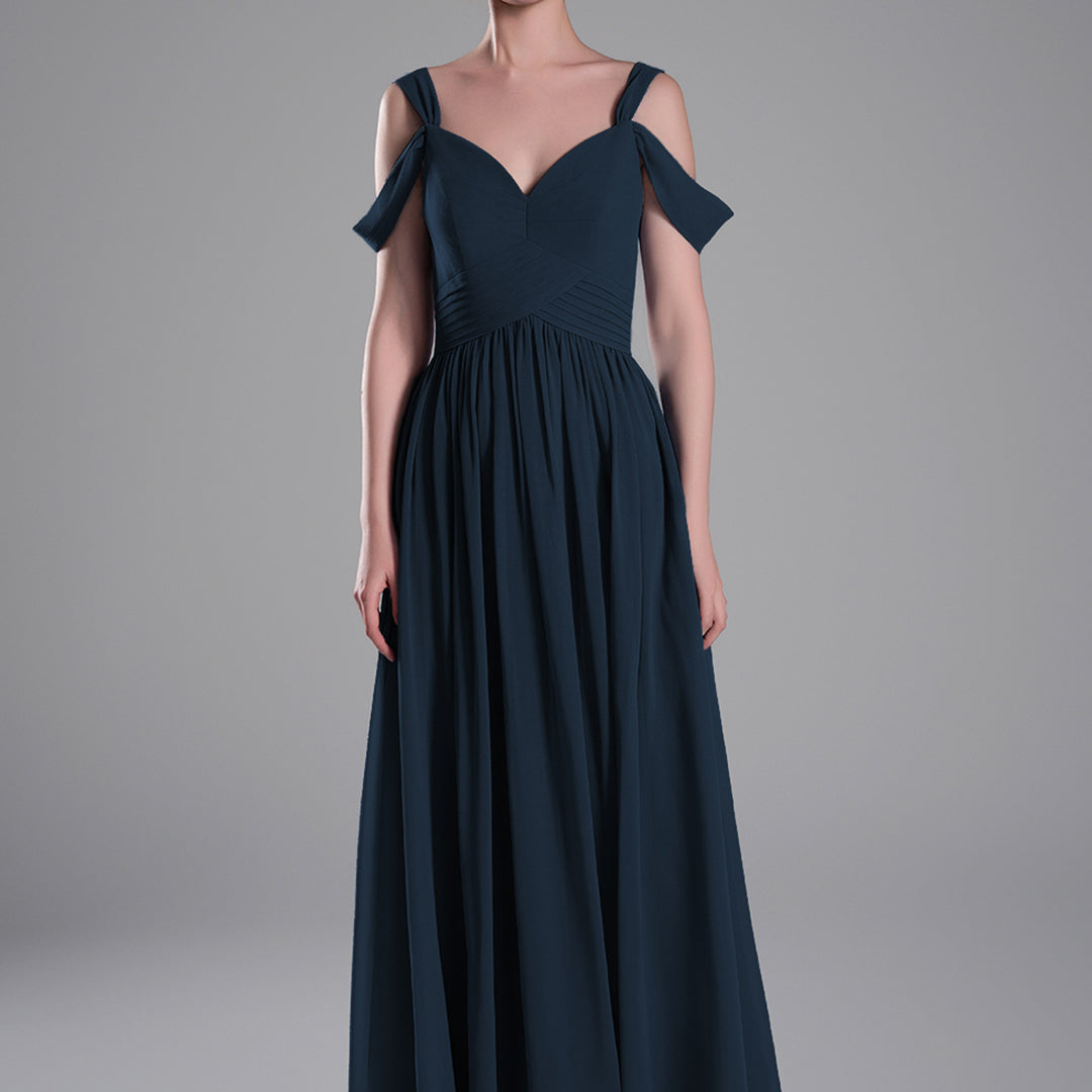 Off-Shoulder V-Neckline A-Line Flared Hem Dresses
