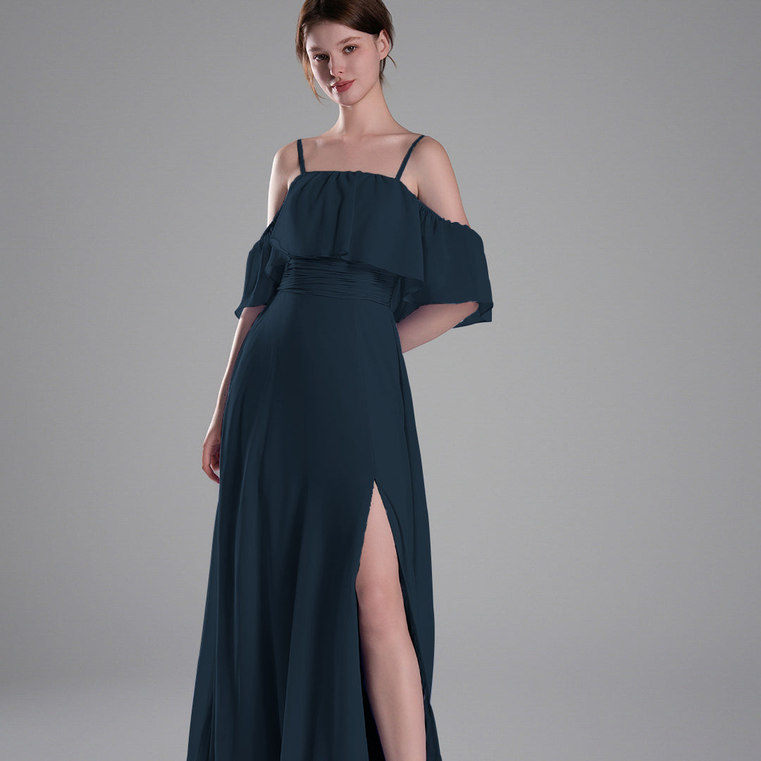 Adjustable Straps Off-Shoulder Ruffle Dresses