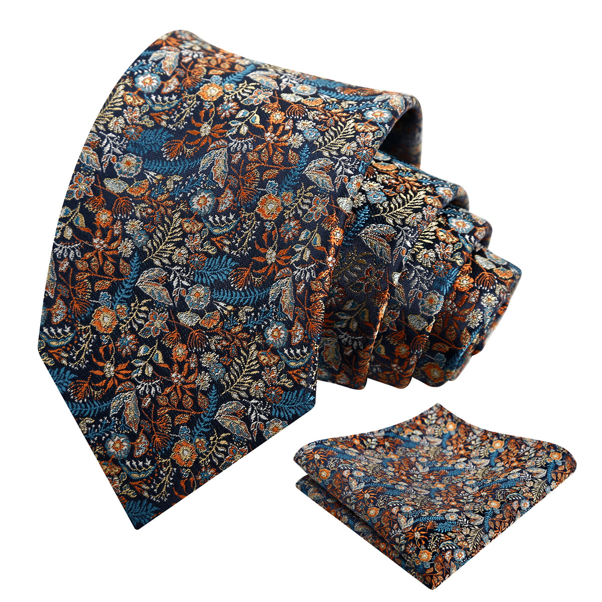 Mens Fresh Ditsy Floral Tie Set with Pocket Square for Spring Events-930