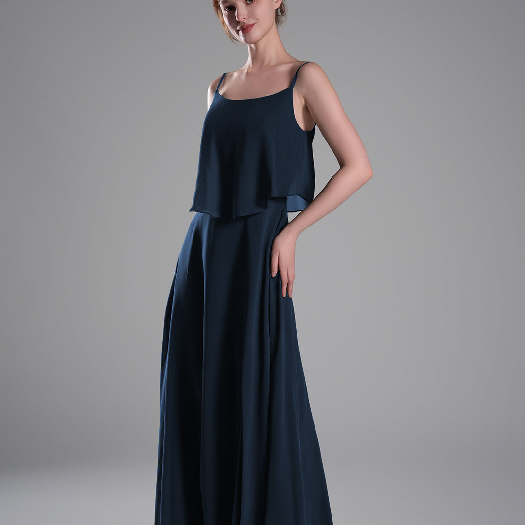 Spaghetti Straps FlowIing Hem Side Slits Dresses