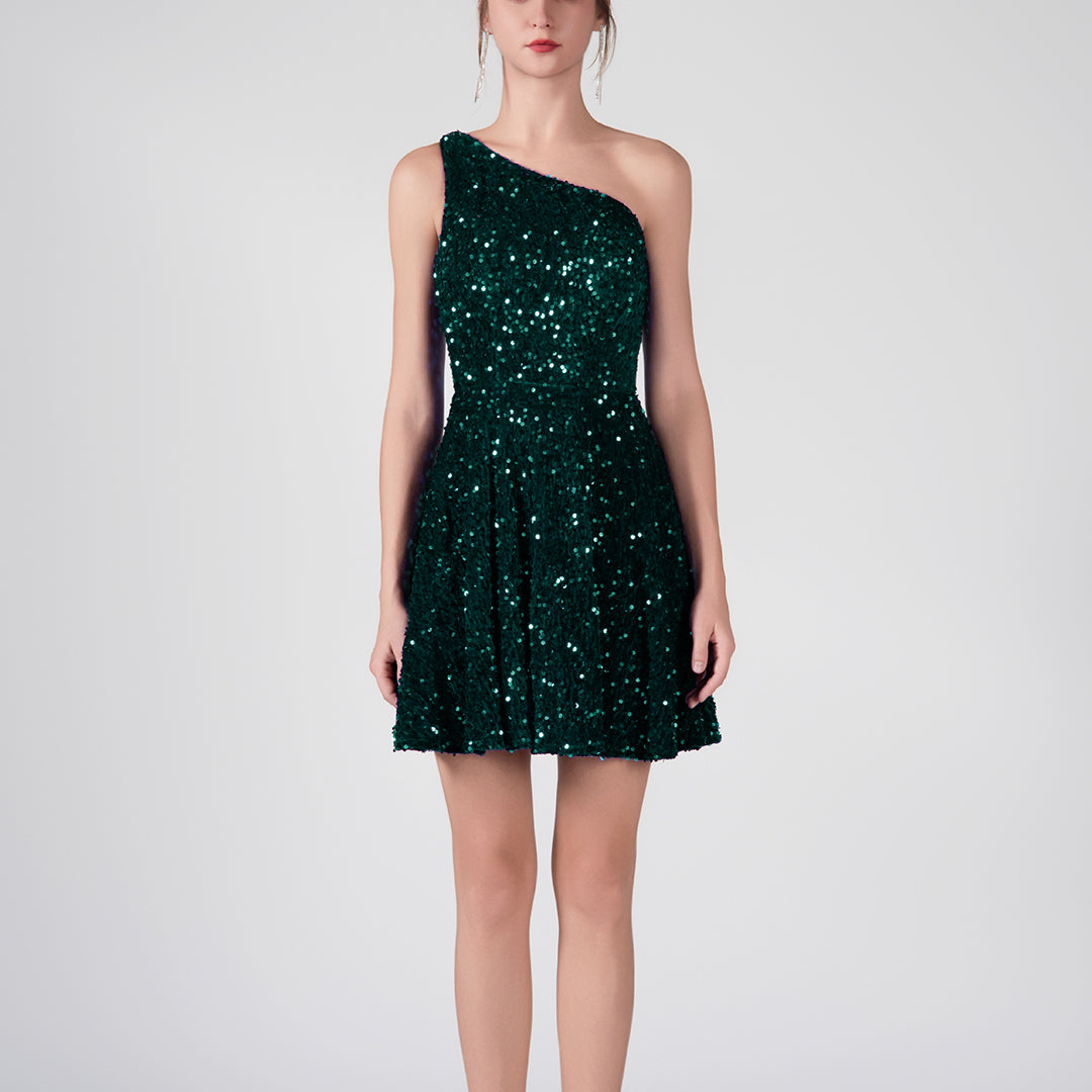 Robes à jupe évasée à sequins à une épaule