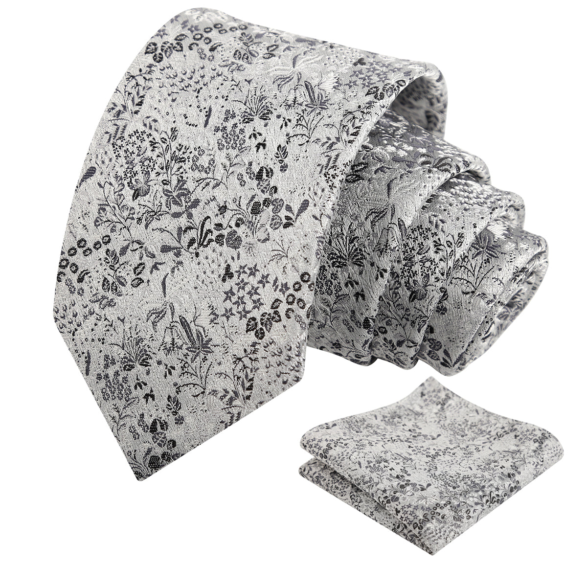 Mens Fresh Ditsy Floral Tie Set with Pocket Square for Spring Events-930