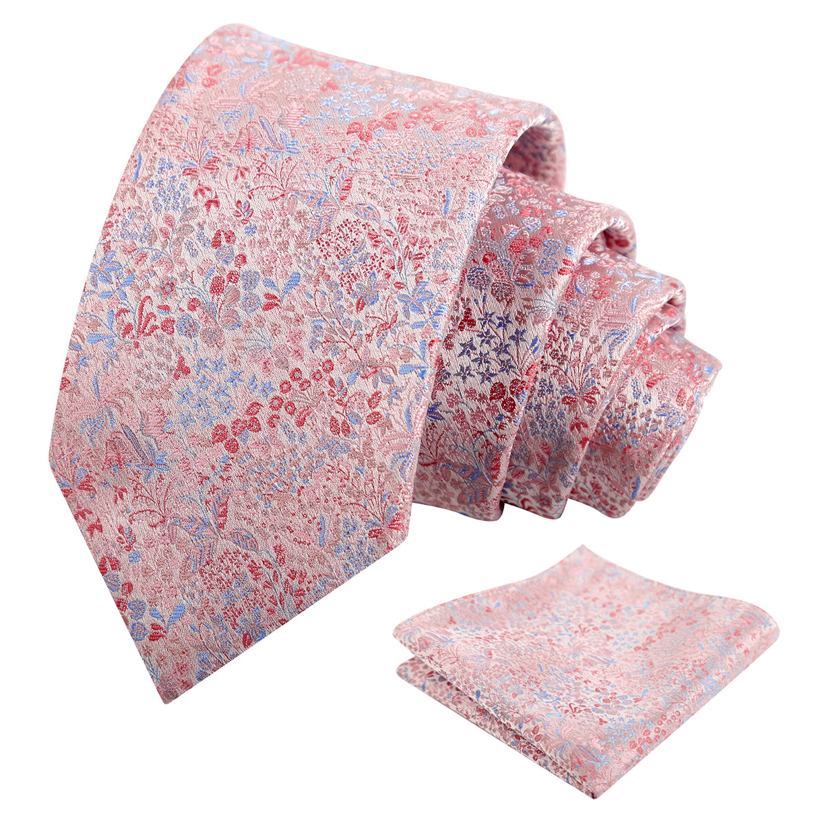 Mens Fresh Ditsy Floral Tie Set with Pocket Square for Spring Events-930