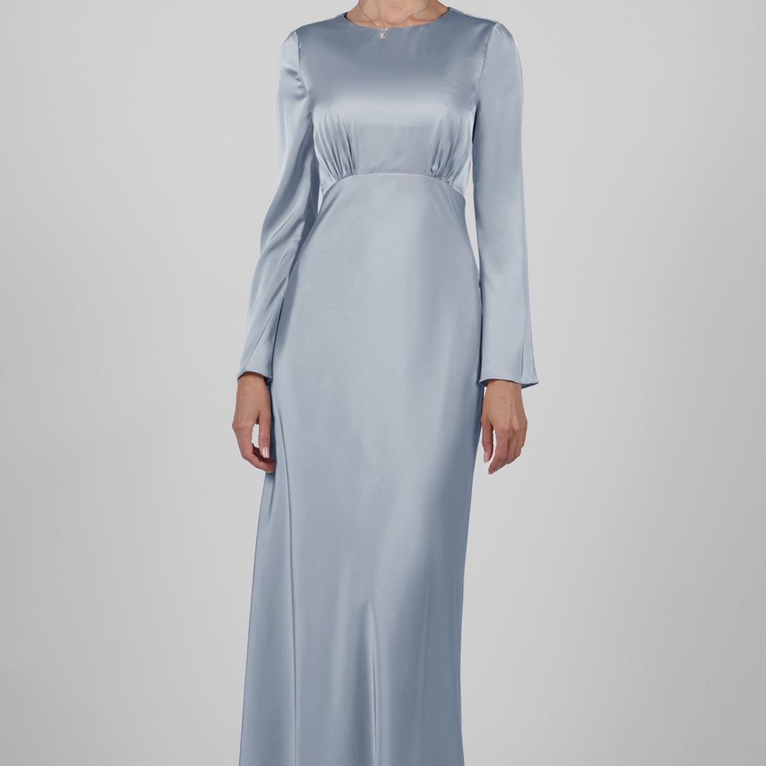 Long Sleeve Round Neck Wedding Warp Hip Maxi Dress