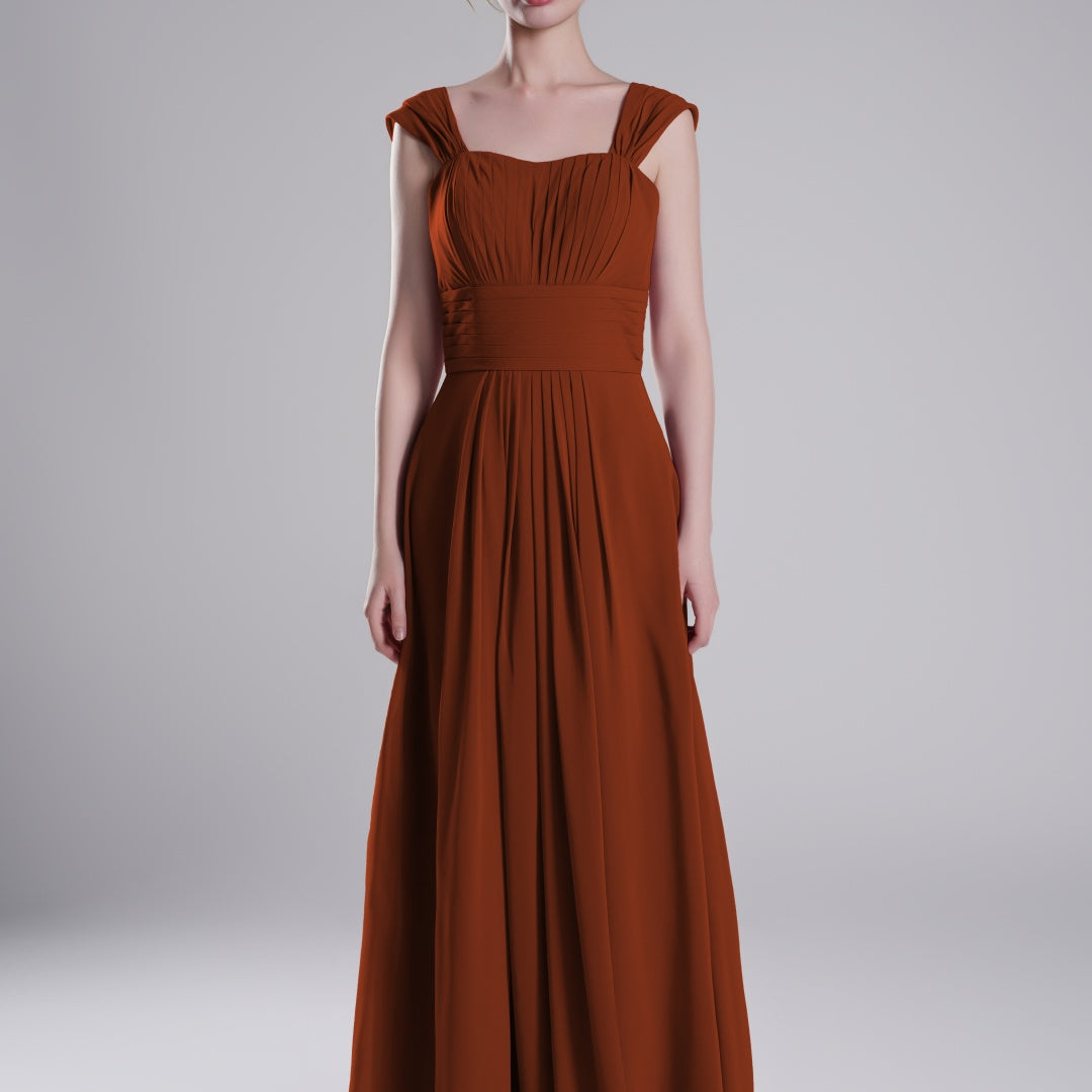 Sculpted Shoulders Pleated High Waist Dresses