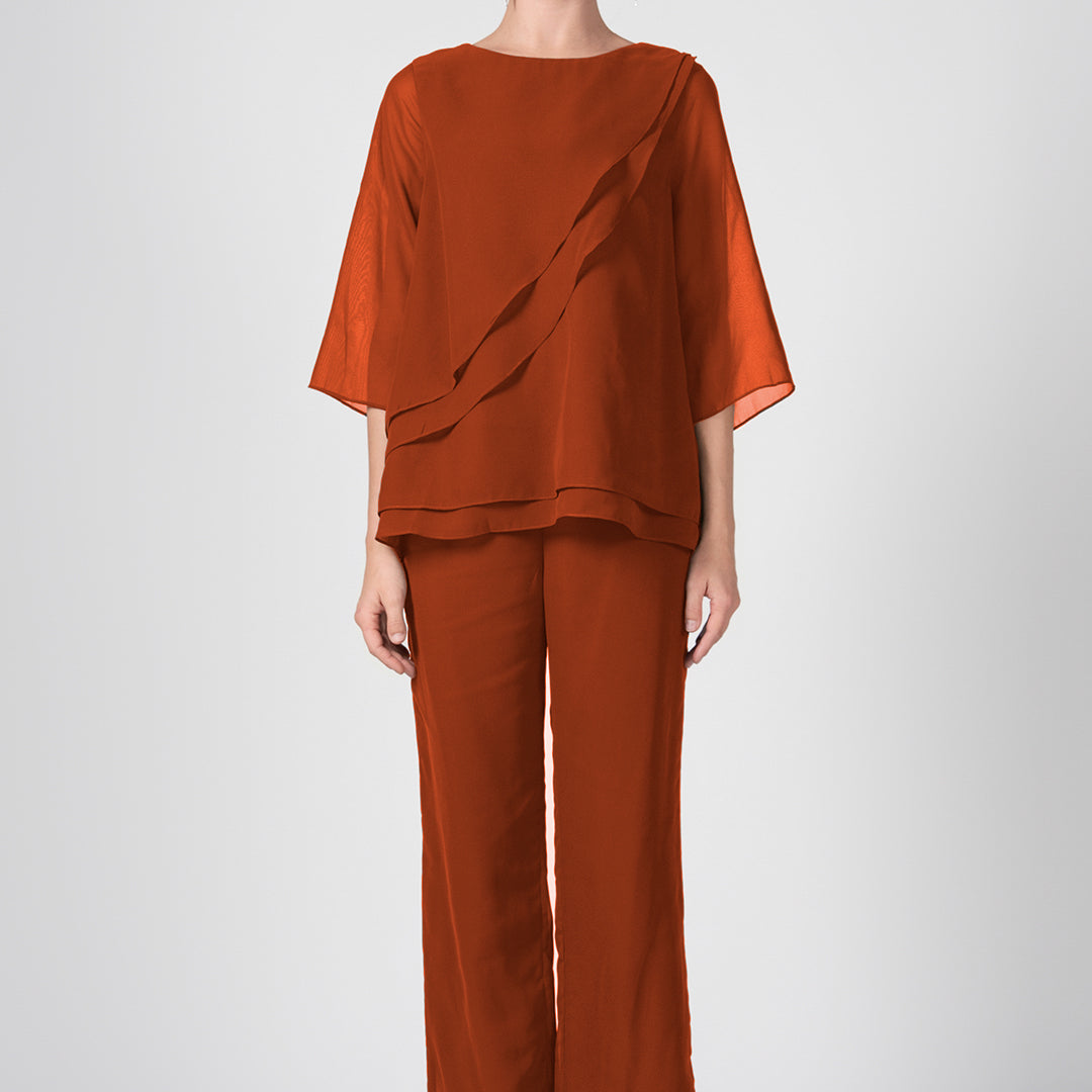 2-Piece Mother of the Bride Sheer Sleeve Pant Suits