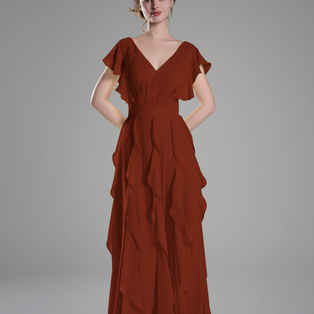Flutter Sleeves Ruffle Detailing A-line Dresses