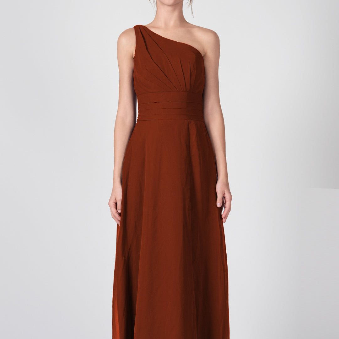 Kleider mit One-Shoulder-Träger, Plissee und geteilter Taille