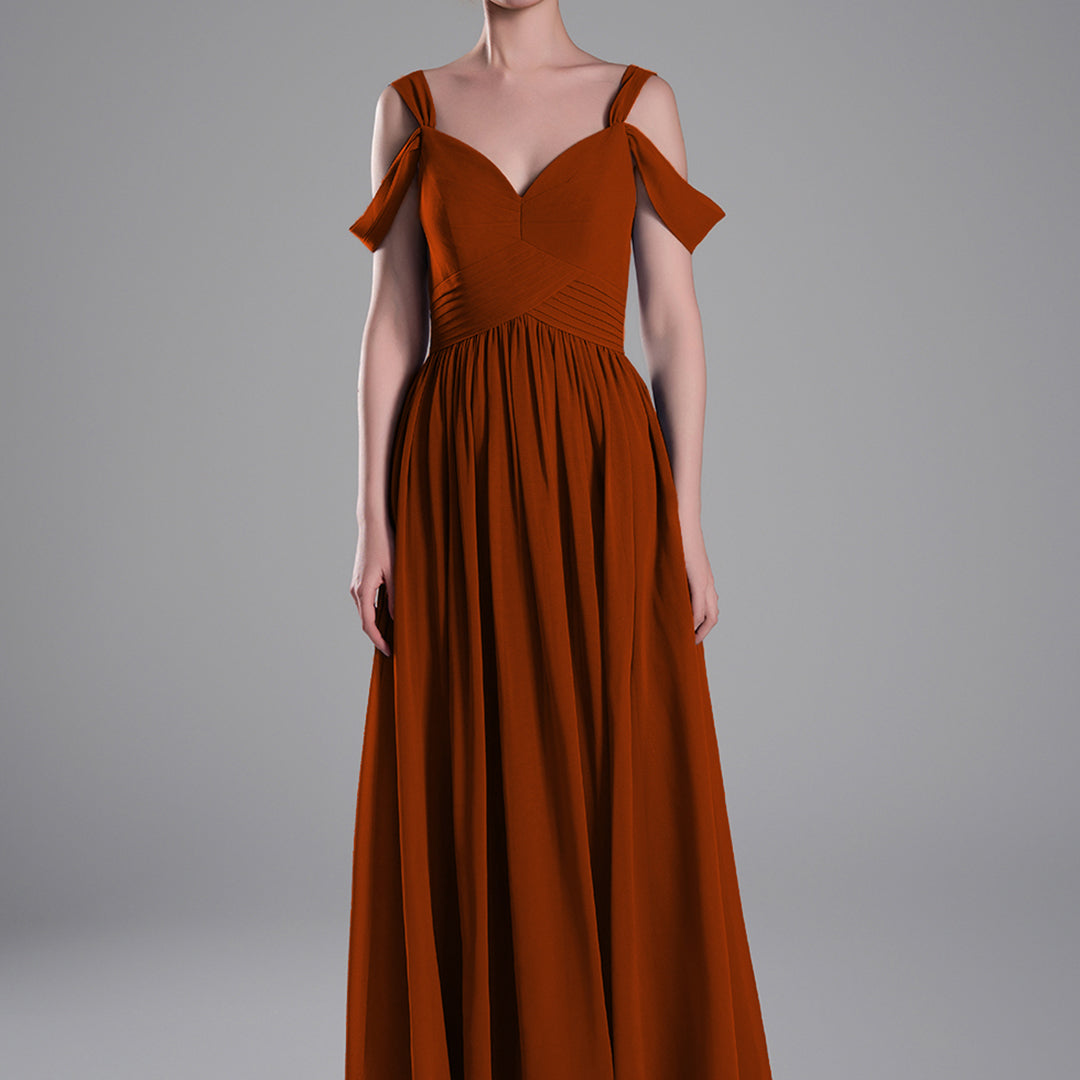 Off-Shoulder V-Neckline A-Line Flared Hem Dresses