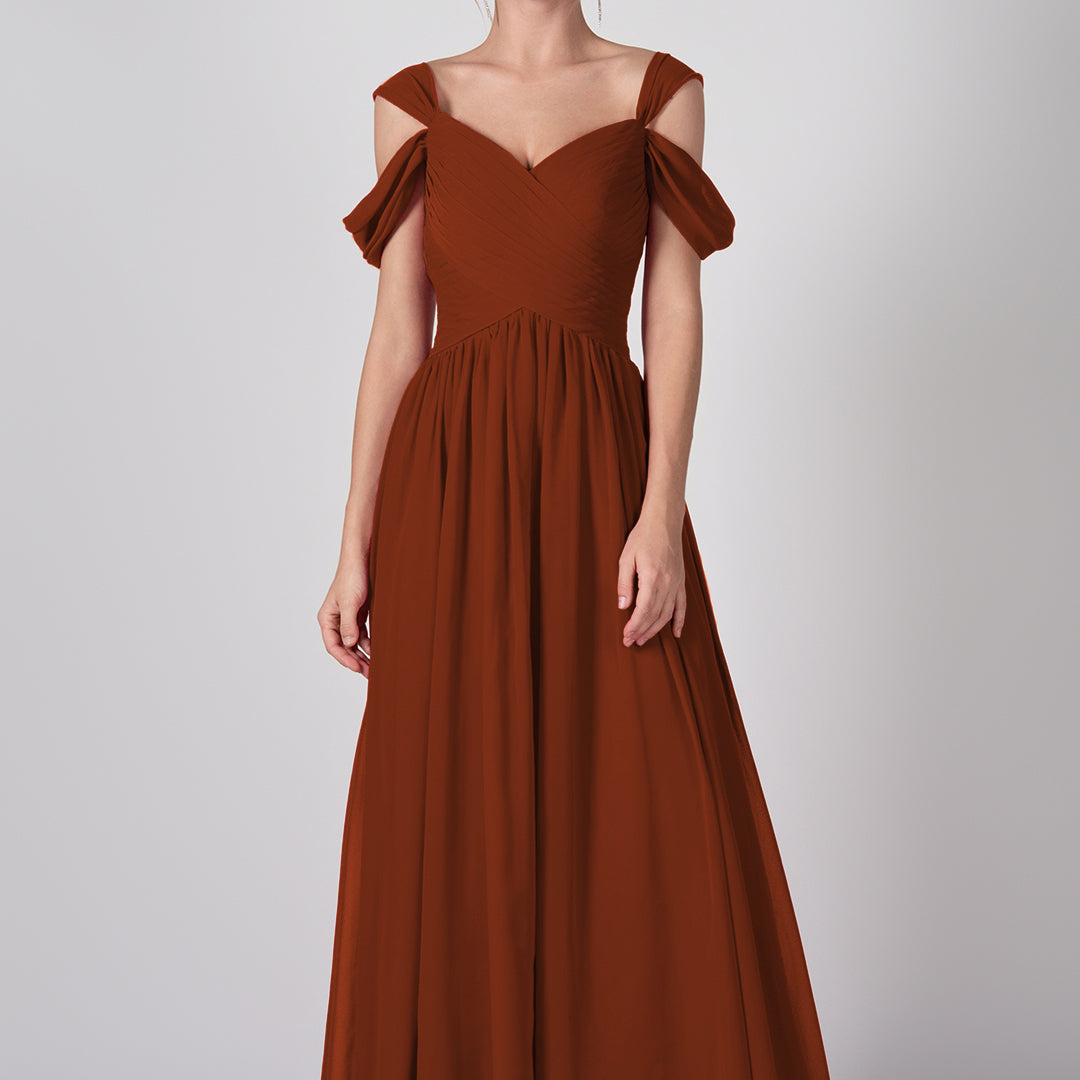 Drop Shoulder Pleated Chiffon Lace-up Dresses
