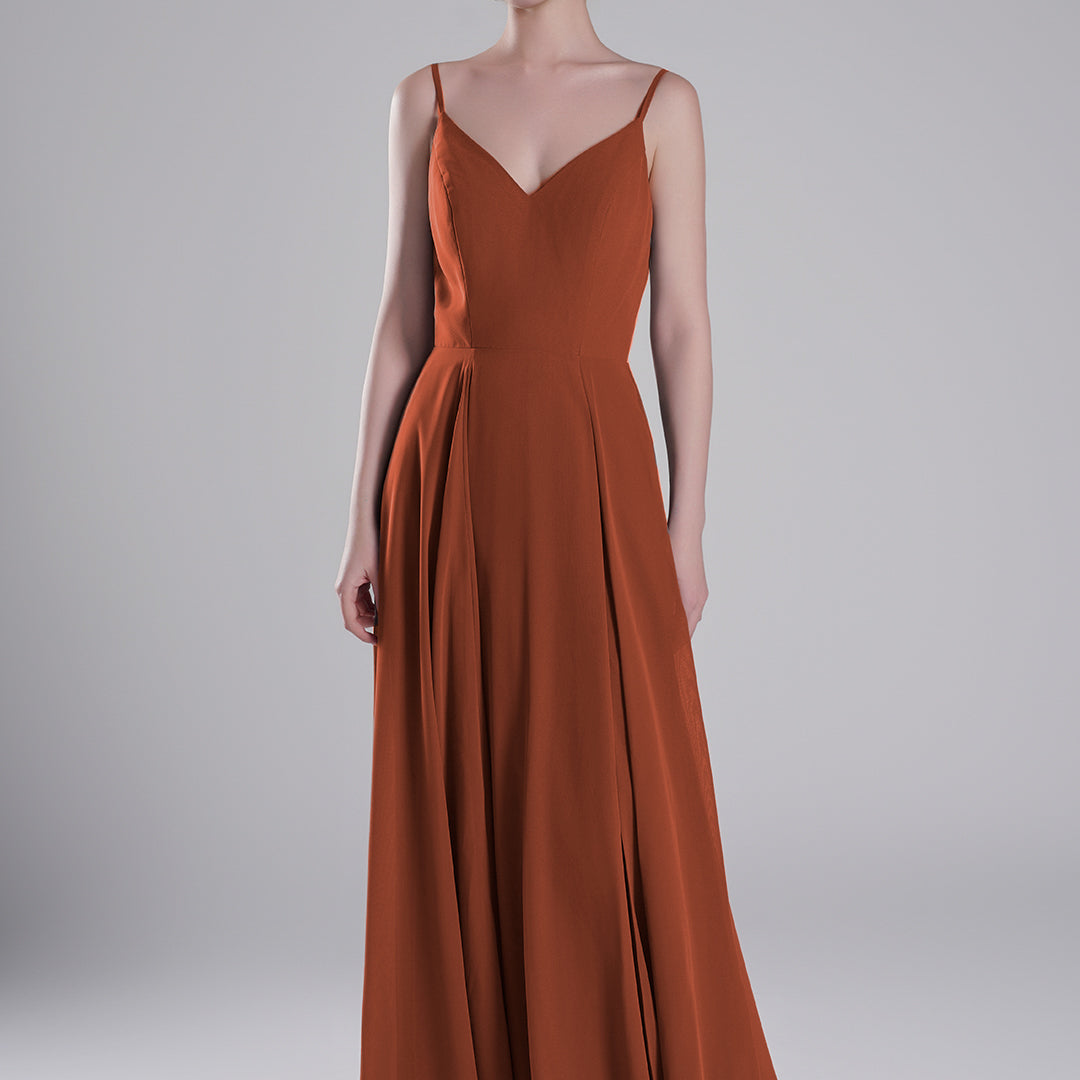 V-Neck Low-Cut Back High Slit Sweeping Train Dresses
