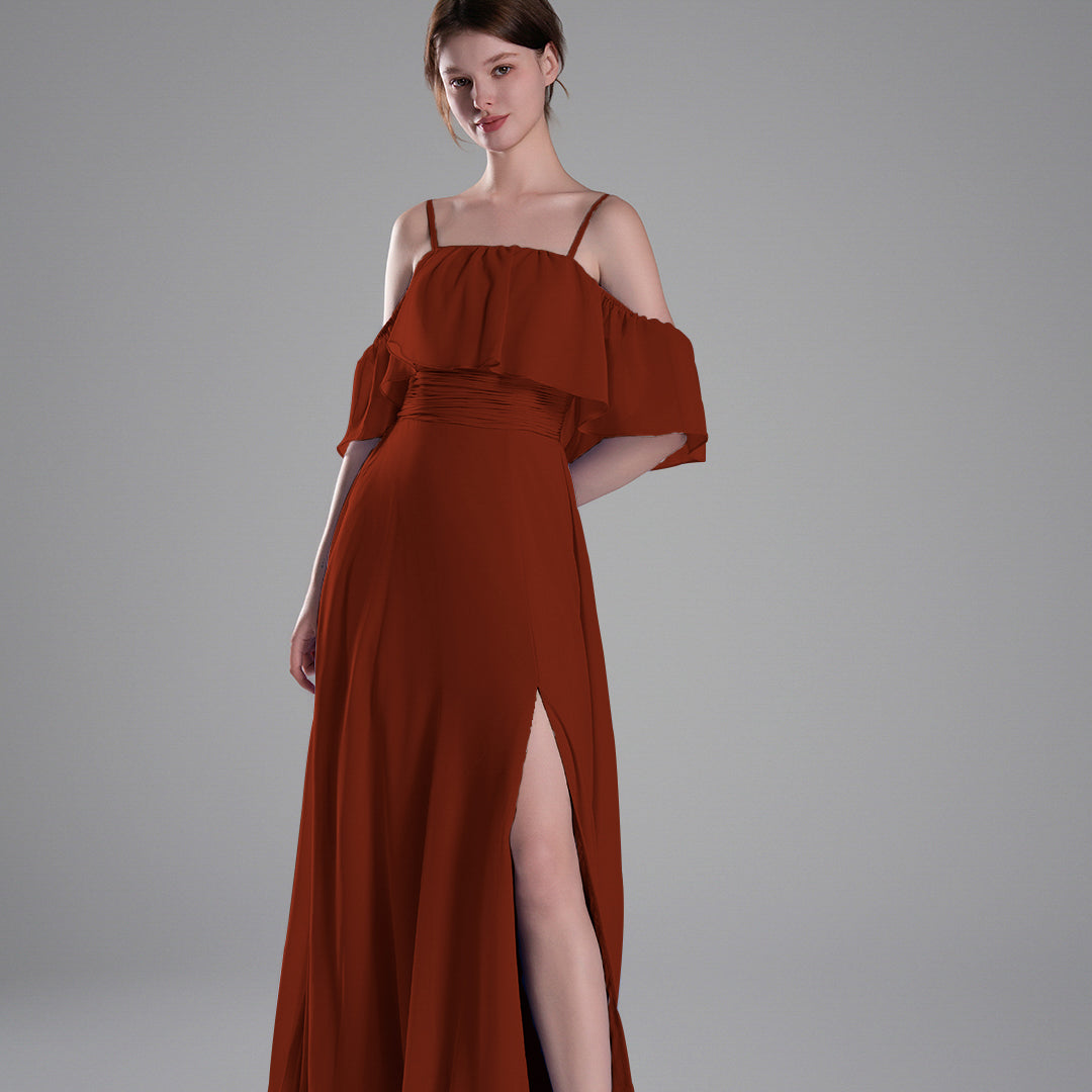 Adjustable Straps Off-Shoulder Ruffle Dresses