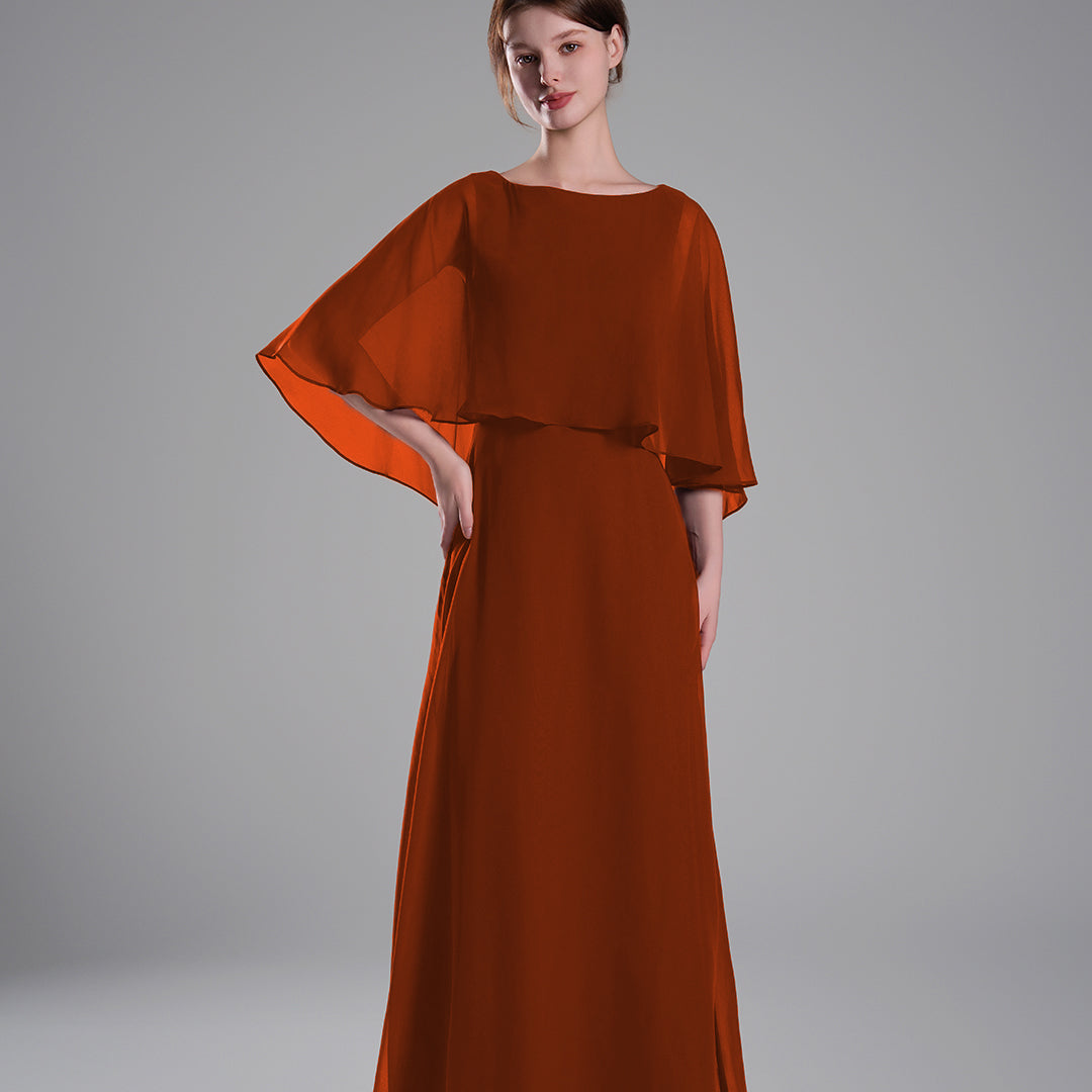 Draped Flutter Sleeves A Line Graceful Dresses