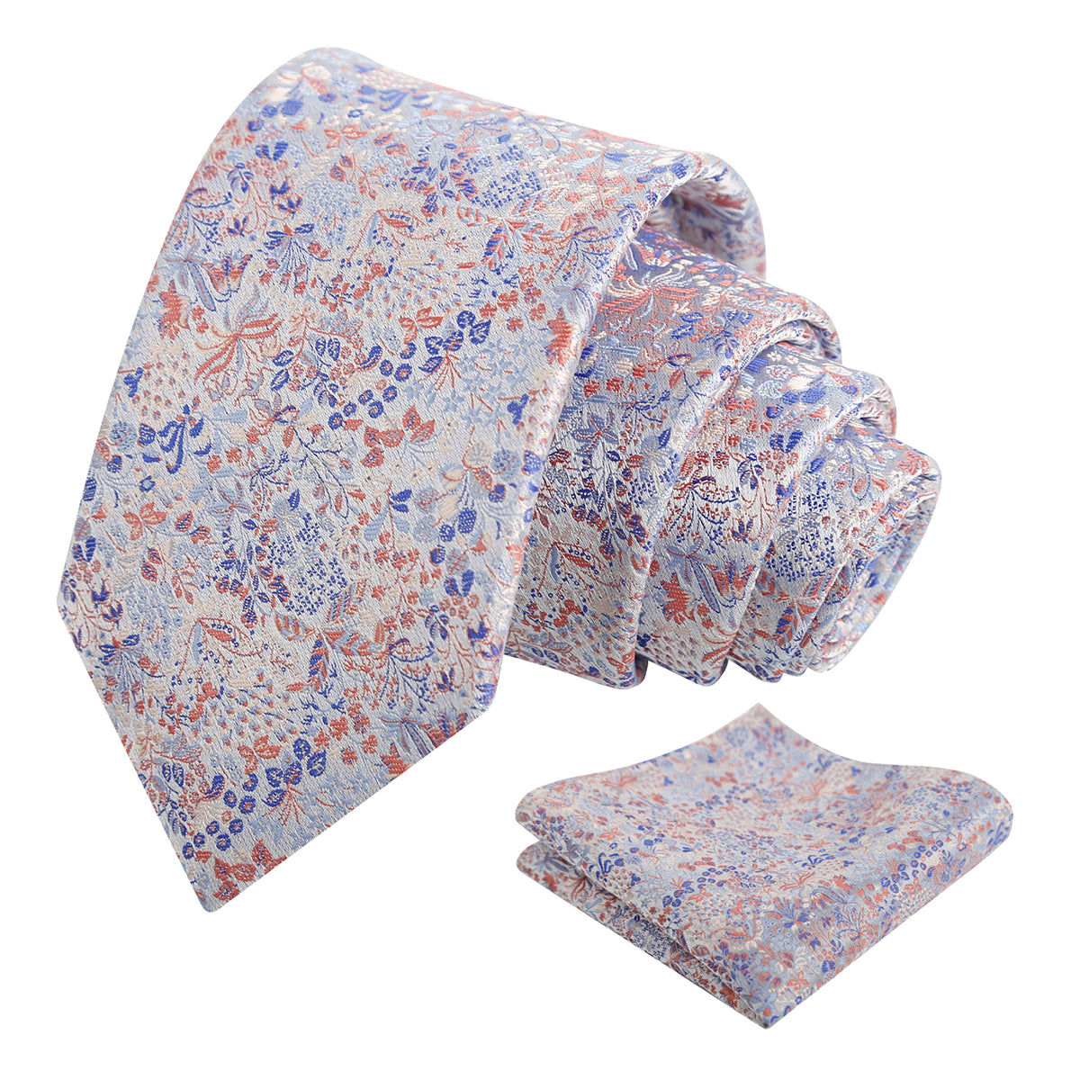 Mens Fresh Ditsy Floral Tie Set with Pocket Square for Spring Events-930