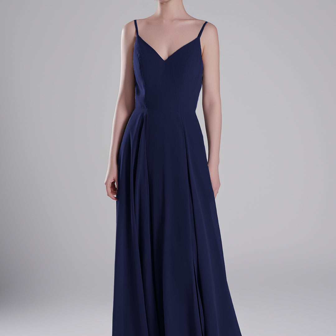 V-Neck Low-Cut Back High Slit Sweeping Train Dresses