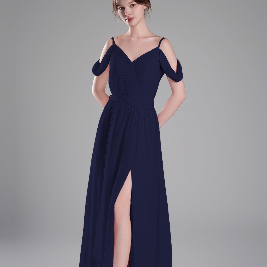 Off-Shoulder Adjustable Waist Tie Pleated Dresses