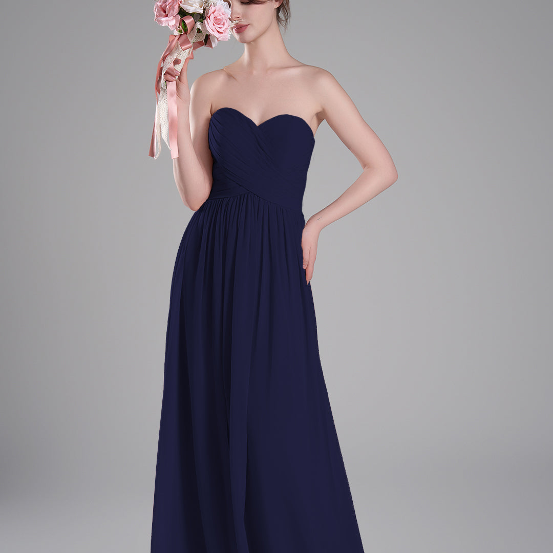 Sweetheart Neck Pleated Flowing A-Line Silhouette Dresses