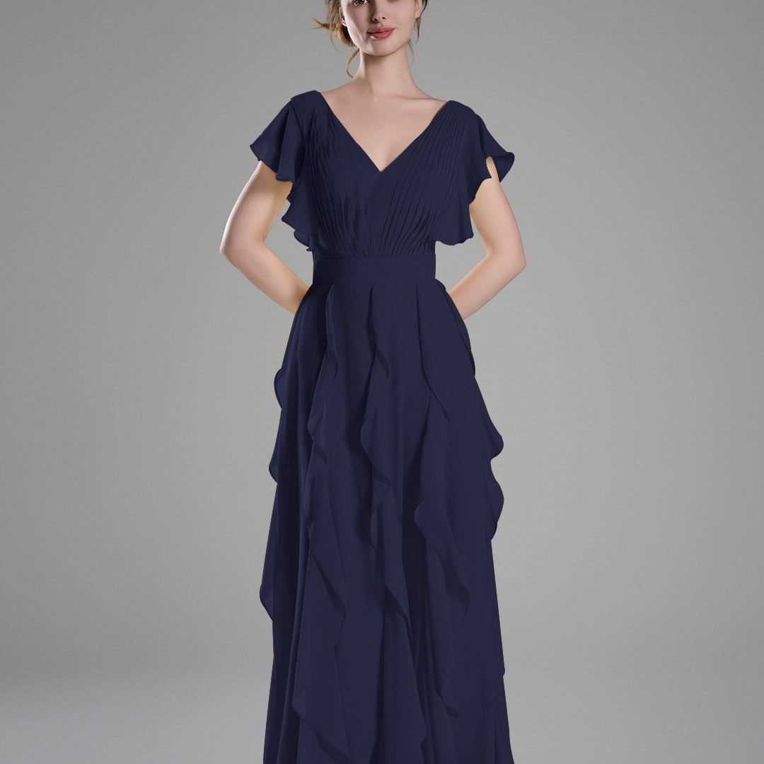 Flutter Sleeves Ruffle Detailing A-line Dresses