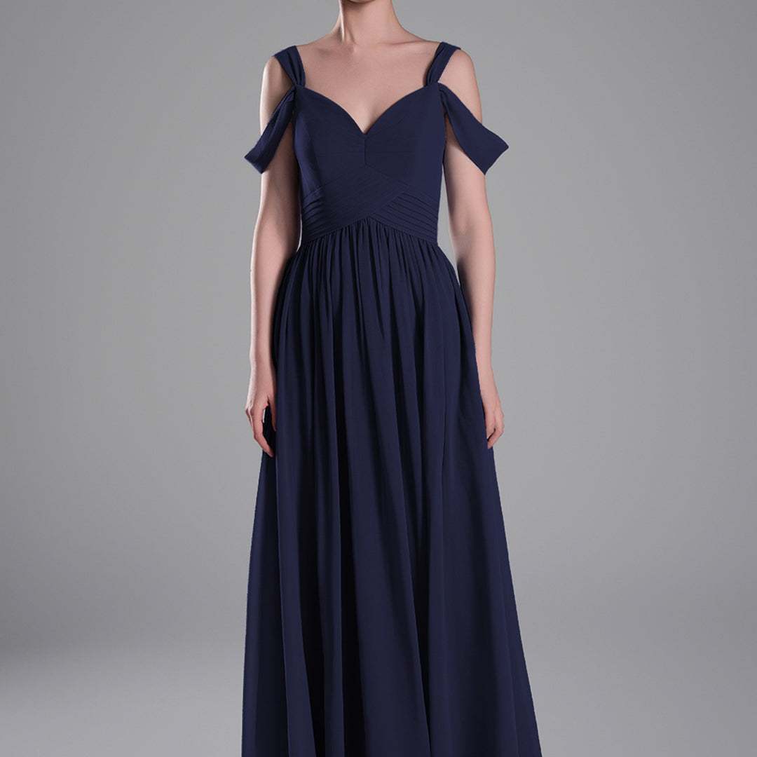 Off-Shoulder V-Neckline A-Line Flared Hem Dresses