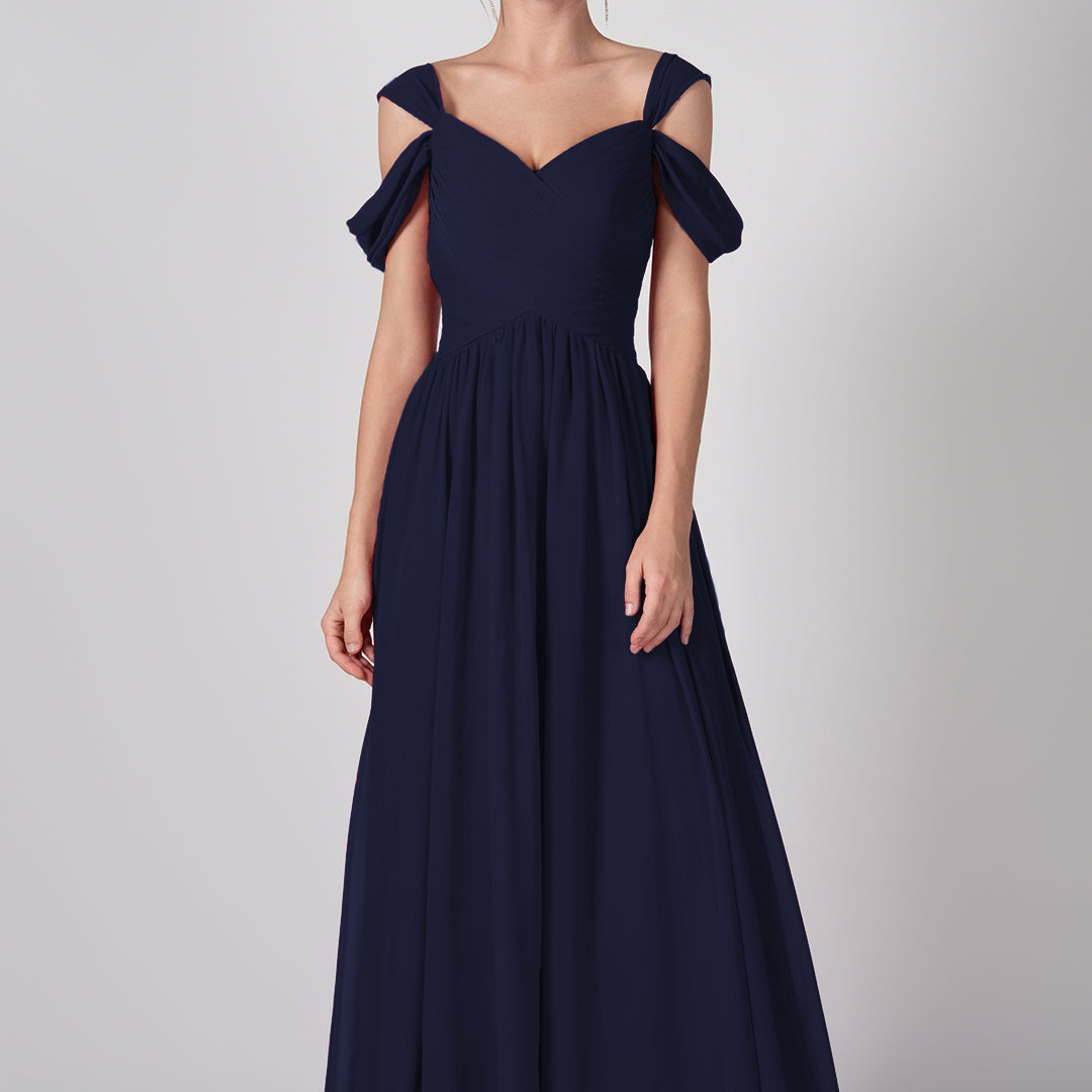 Drop Shoulder Pleated Chiffon Lace-up Dresses