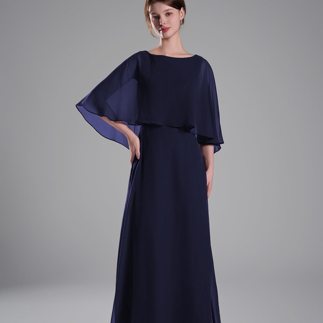 Draped Flutter Sleeves A Line Graceful Dresses
