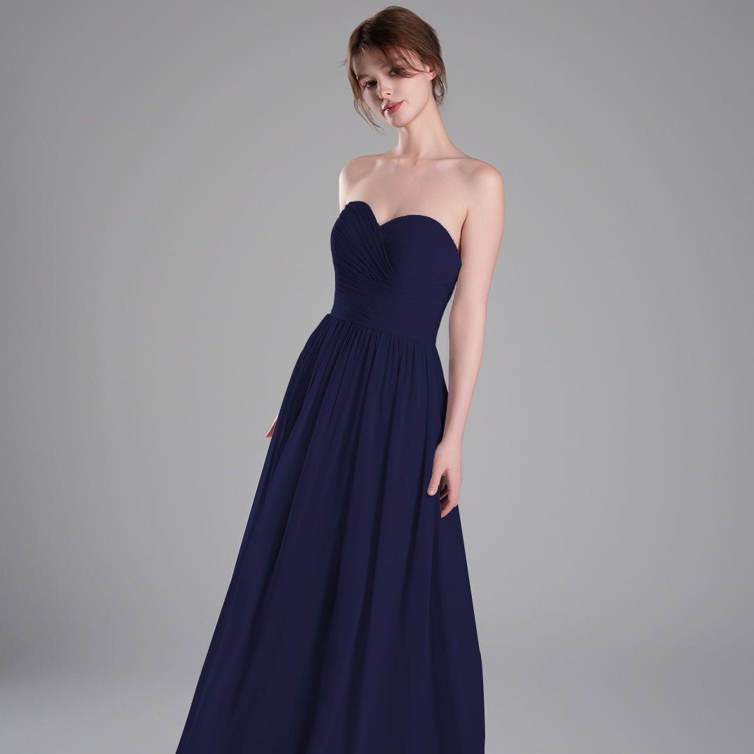 Sweetheart Neckline Pleated Bodice A-Line Dresses