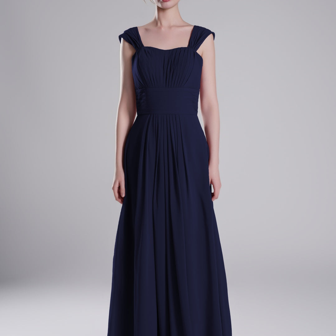 Sculpted Shoulders Pleated High Waist Dresses
