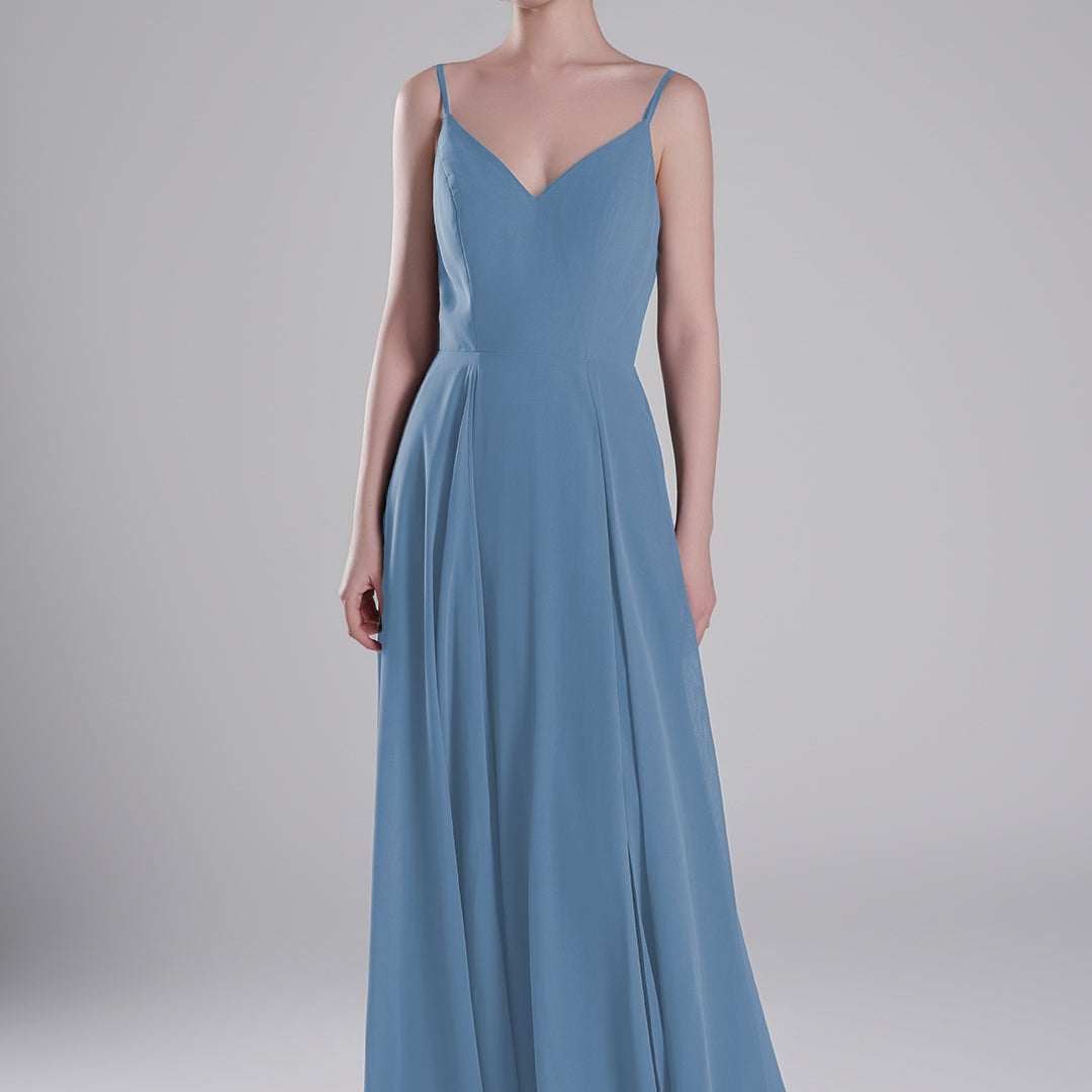 V-Neck Low-Cut Back High Slit Sweeping Train Dresses