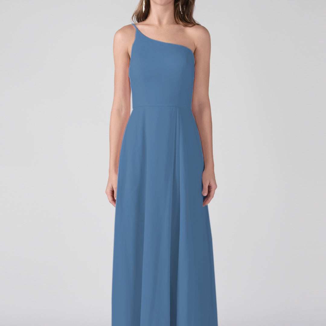 One Shoulder A-Line Side Split Floor-Length Dress