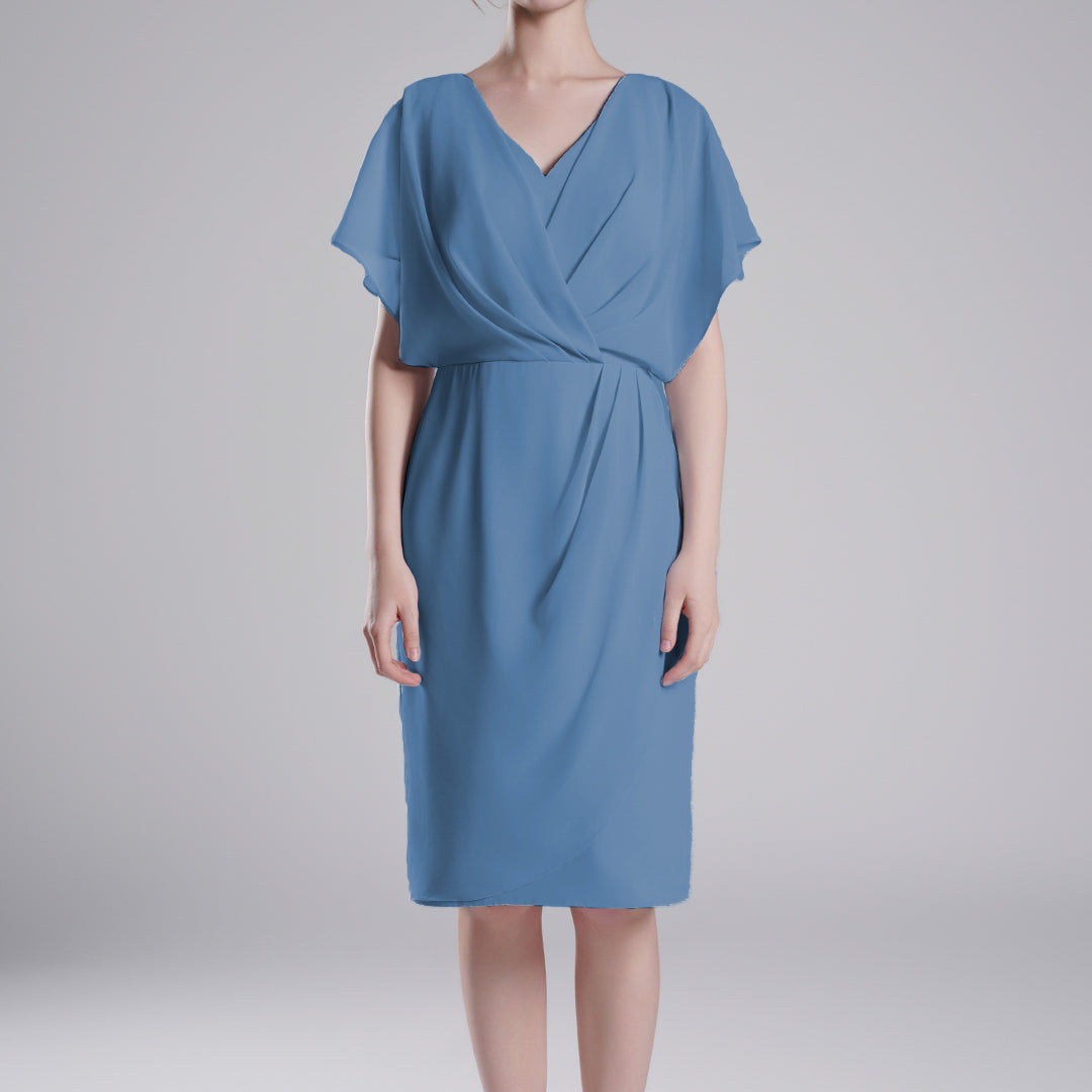 V-Neck Flowy Butterfly Sleeves Asymmetrical Wrap Dresses