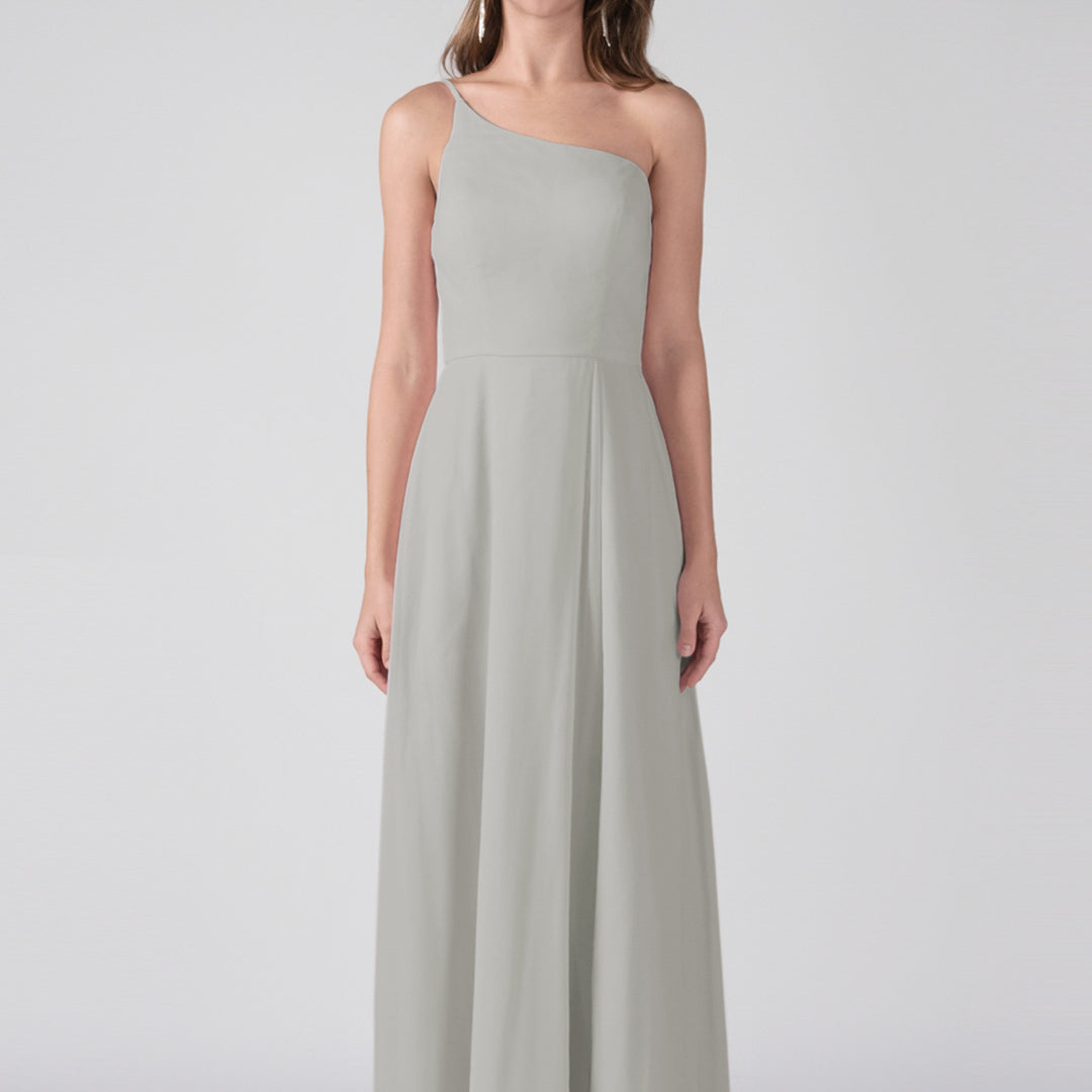 Robe trapèze asymétrique fendue sur le côté, longueur au sol