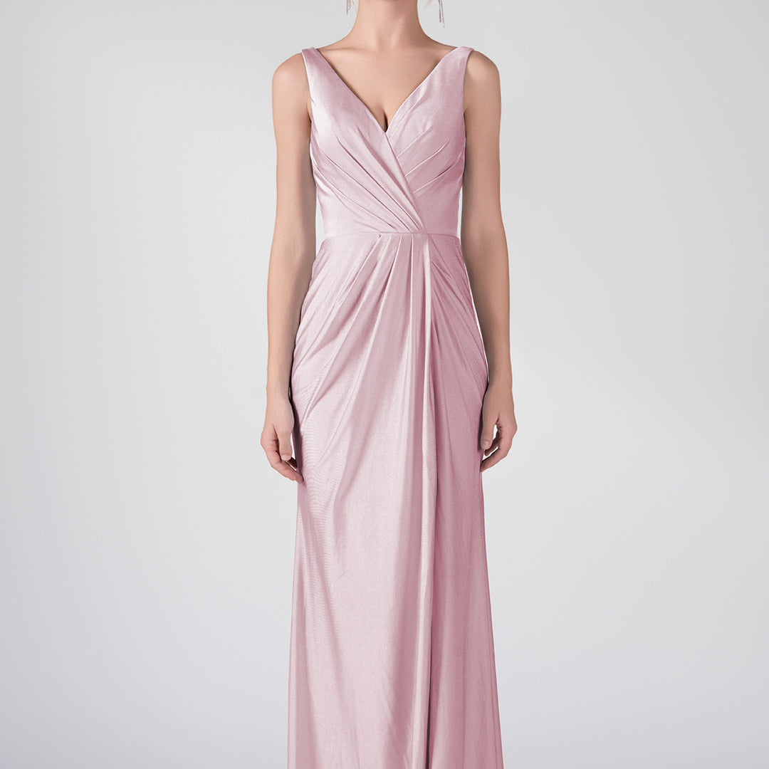 Tank Straps V-Neck Pleated Side Slit A-line Dresses
