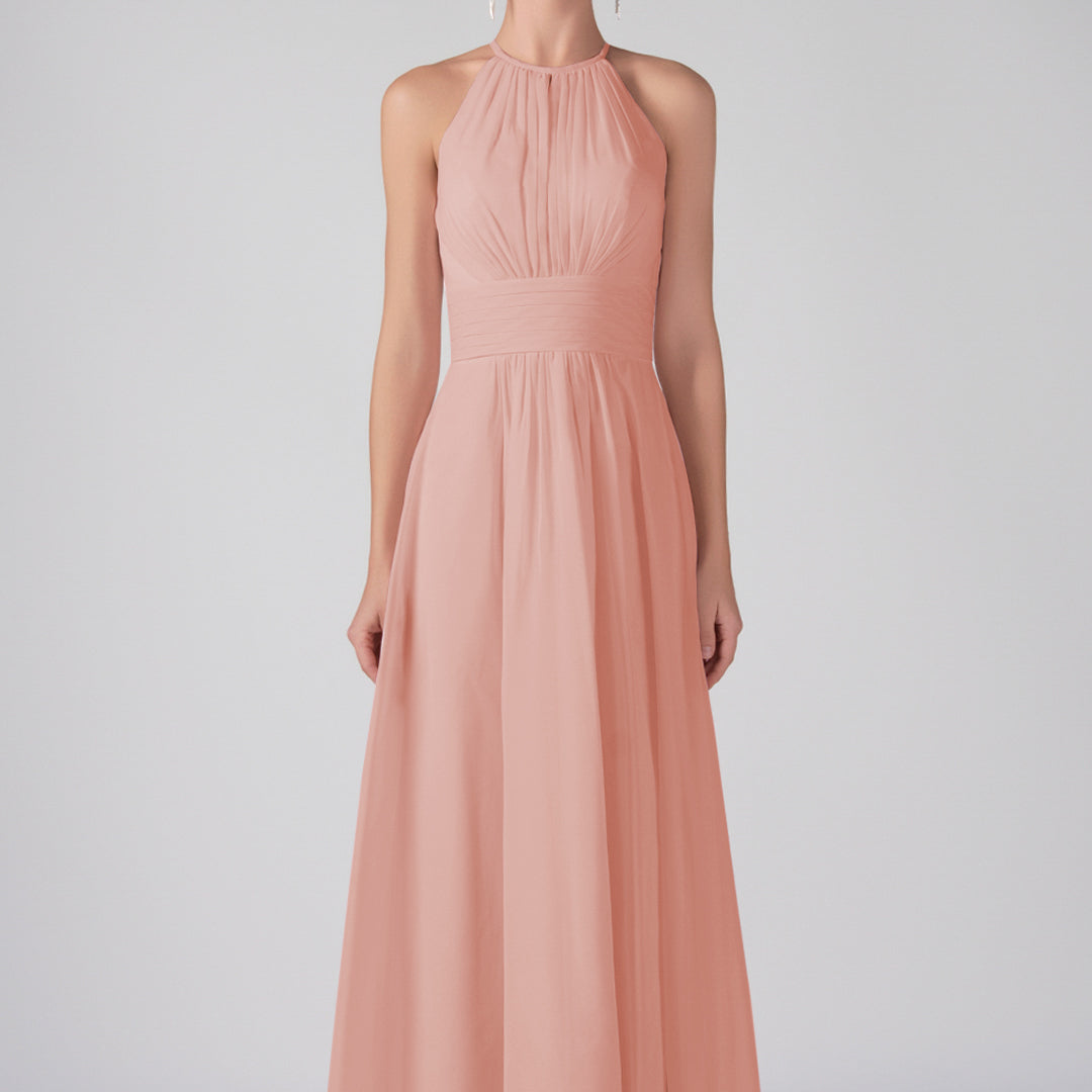 A-Line Halter Strapless Ruffles Chic Maxi Dress