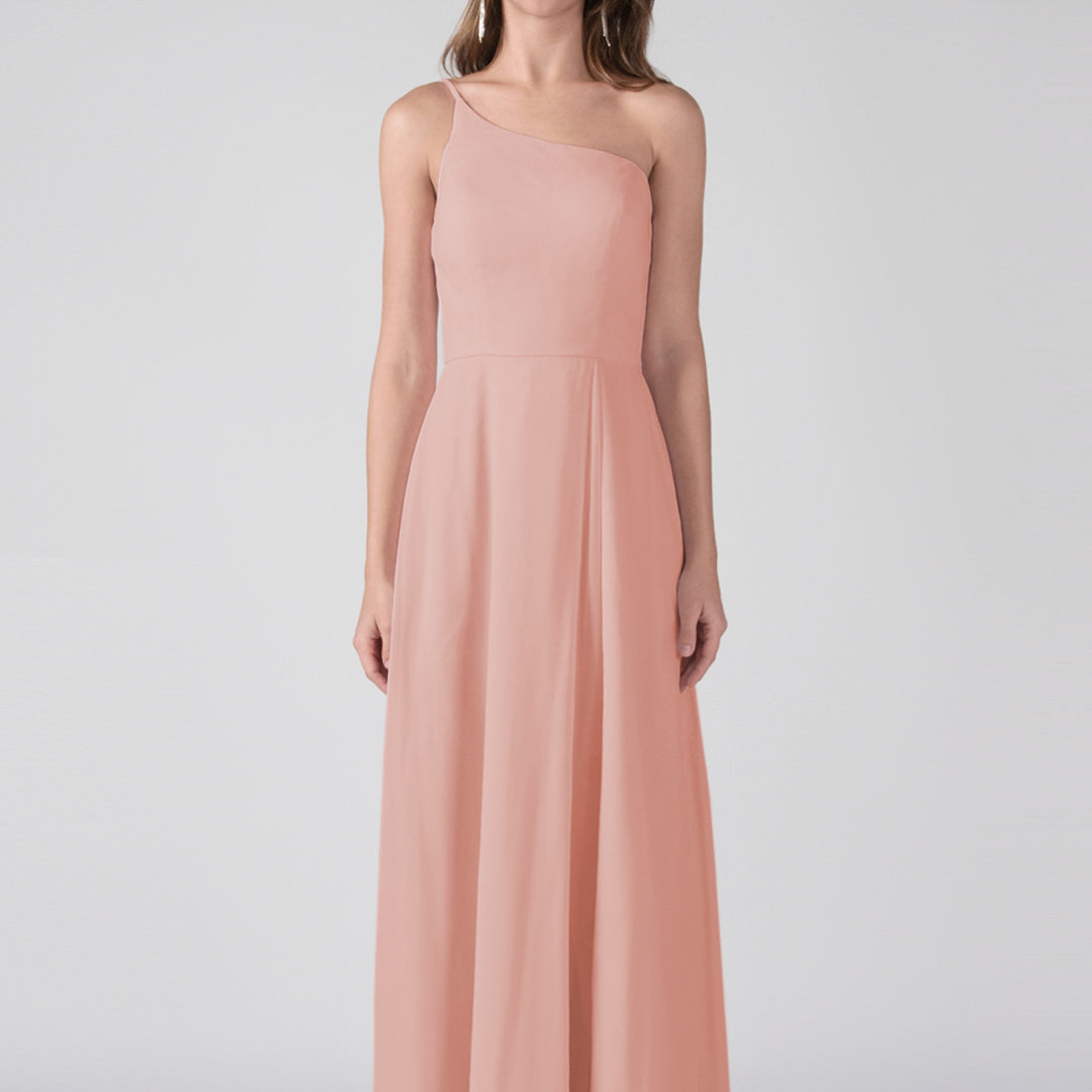 One Shoulder A-Line Side Split Floor-Length Dress