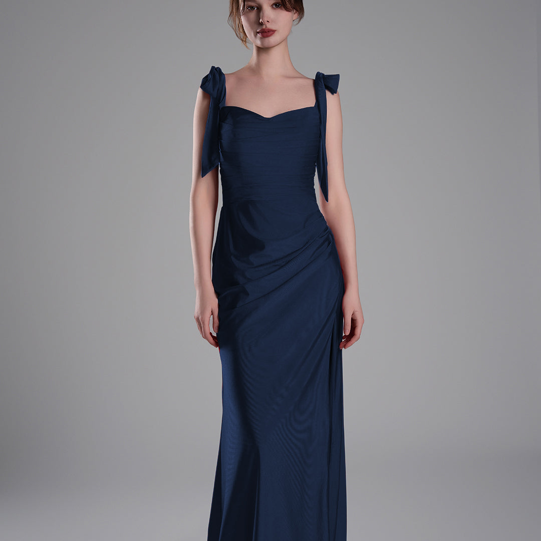 Elegant Double Straps Slit Ribbon Ties Dresses