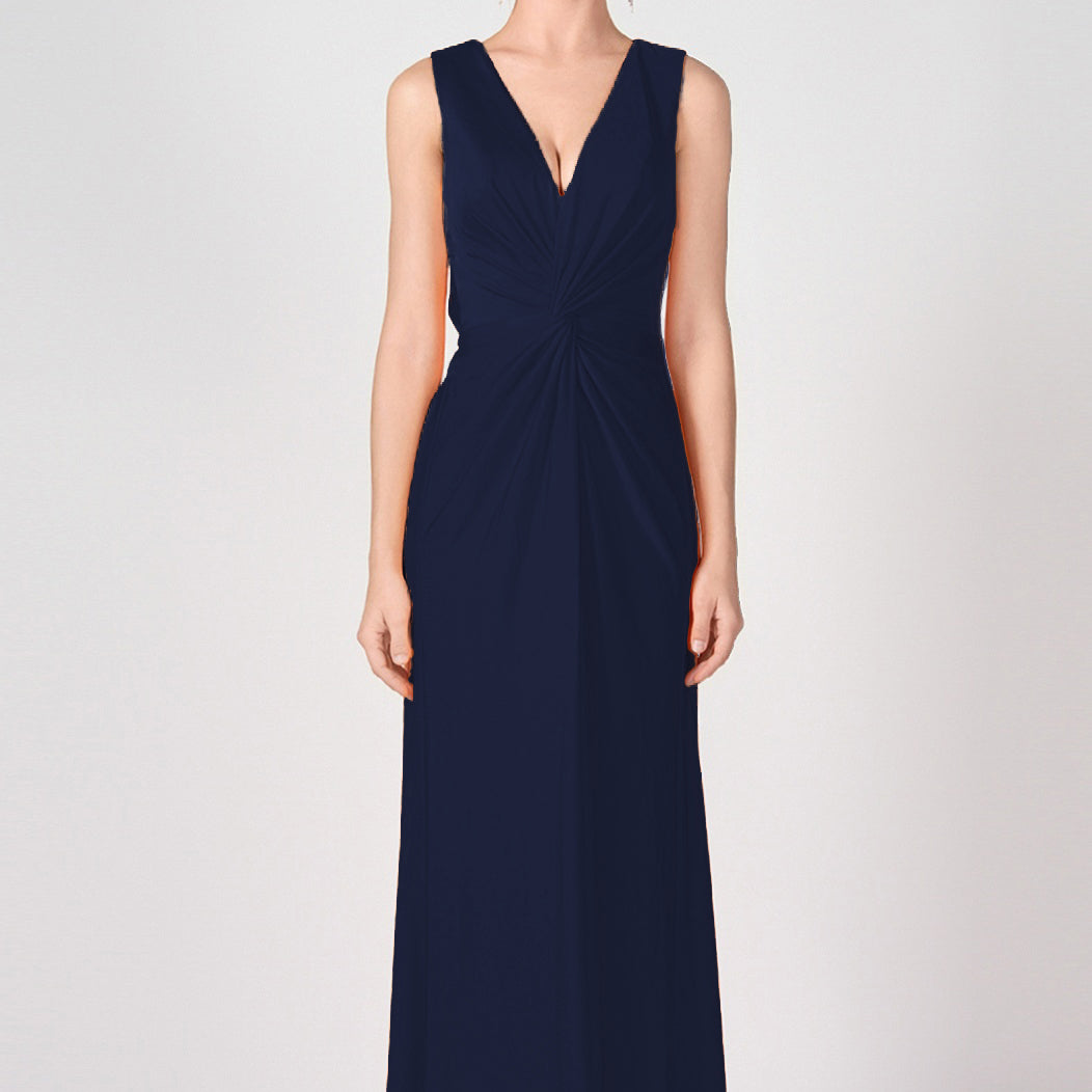 Deep V-Neck Twist-Front A-Line Split Dresses