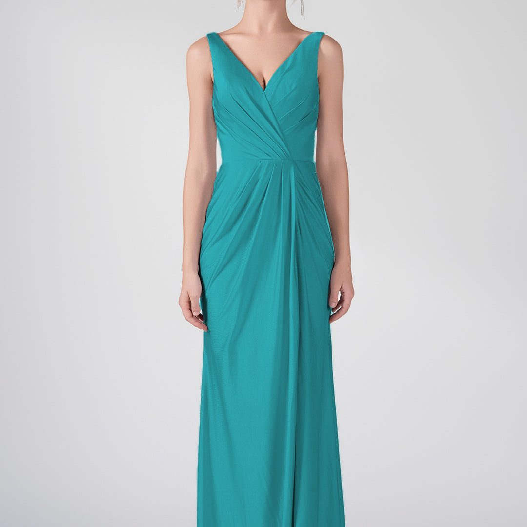Tank Straps V-Neck Pleated Side Slit A-line Dresses