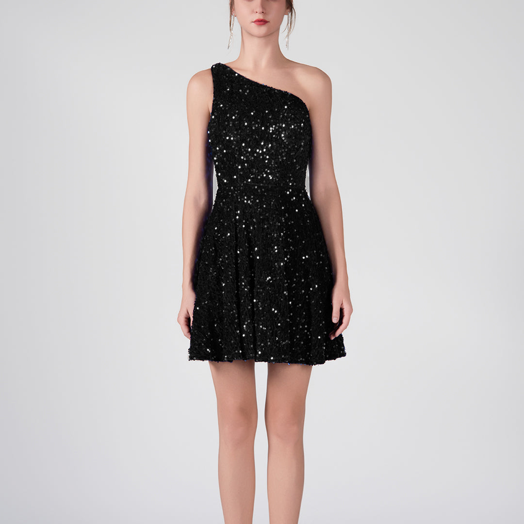 Robes à jupe évasée à sequins à une épaule