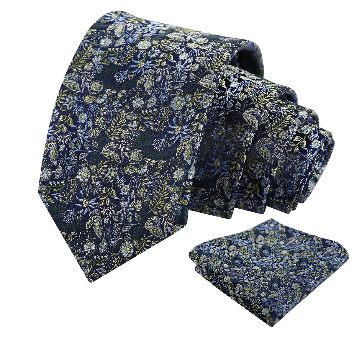 Mens Fresh Ditsy Floral Tie Set with Pocket Square for Spring Events-930