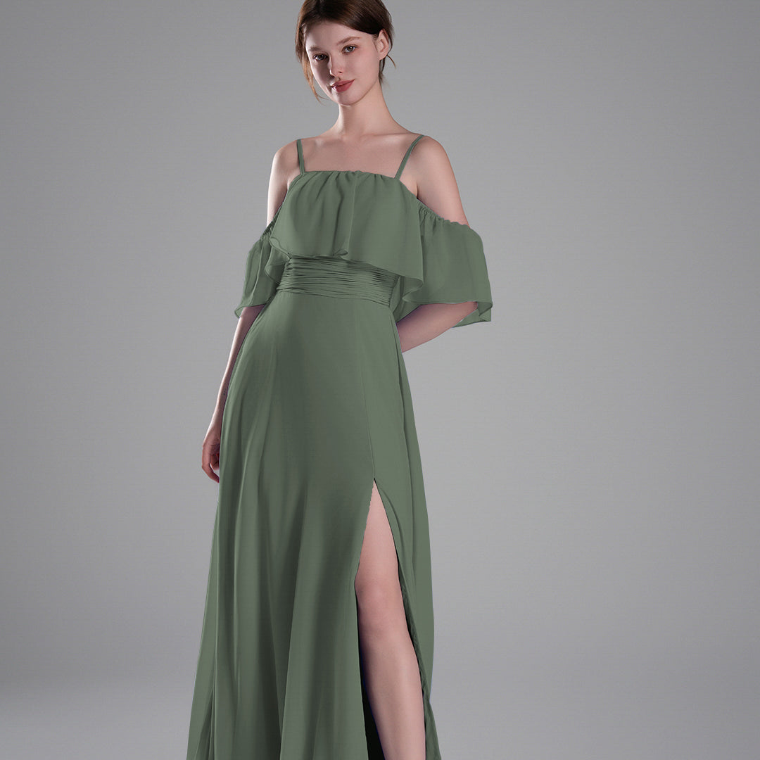 Adjustable Straps Off-Shoulder Ruffle Dresses