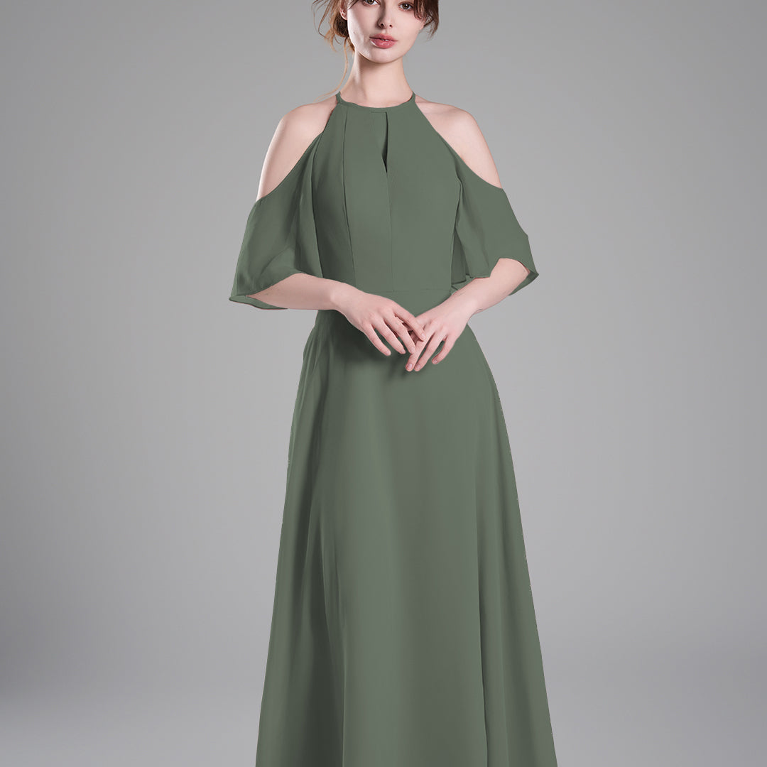 Halter Neck Flowing Sleeves High Waist Dresses