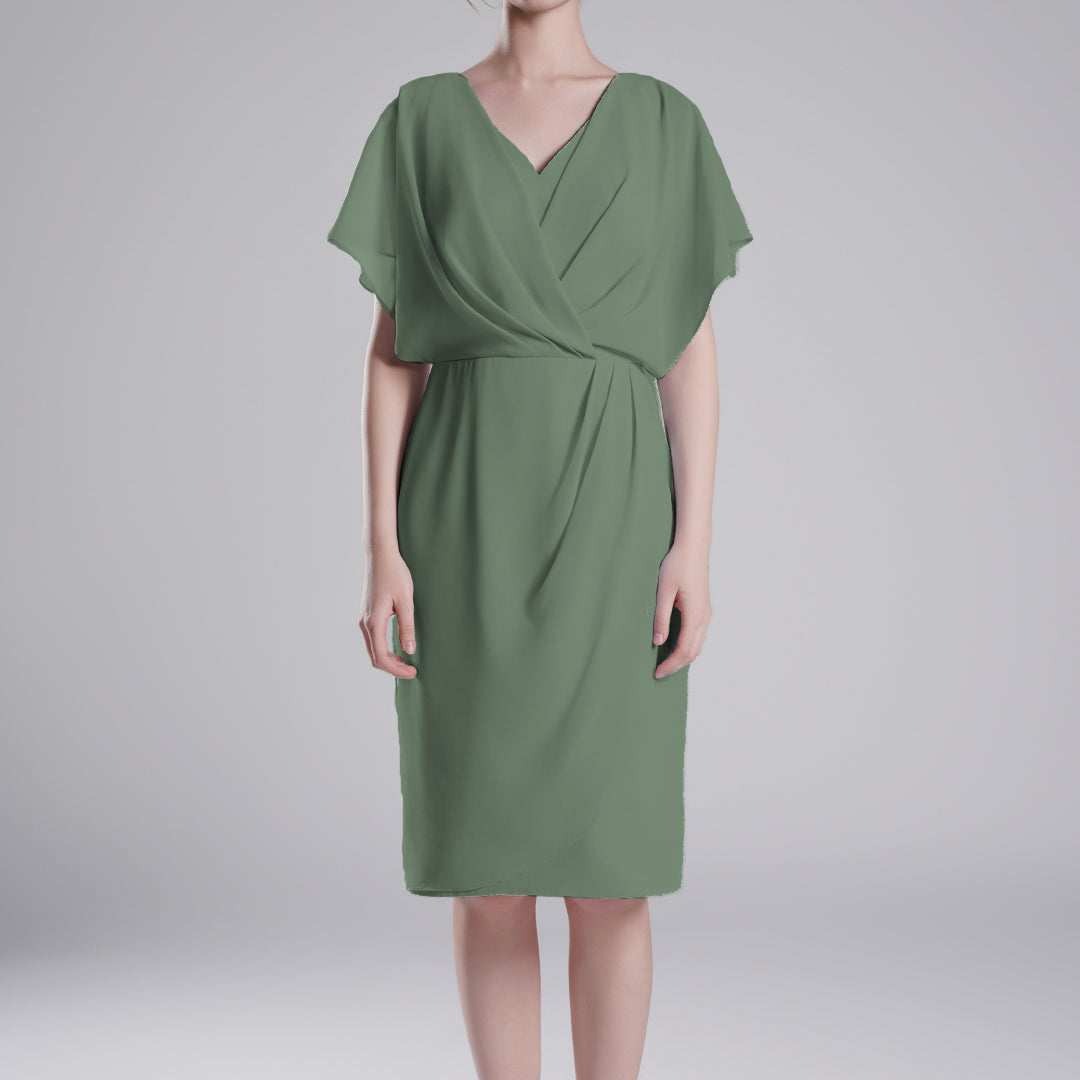 V-Neck Flowy Butterfly Sleeves Asymmetrical Wrap Dresses