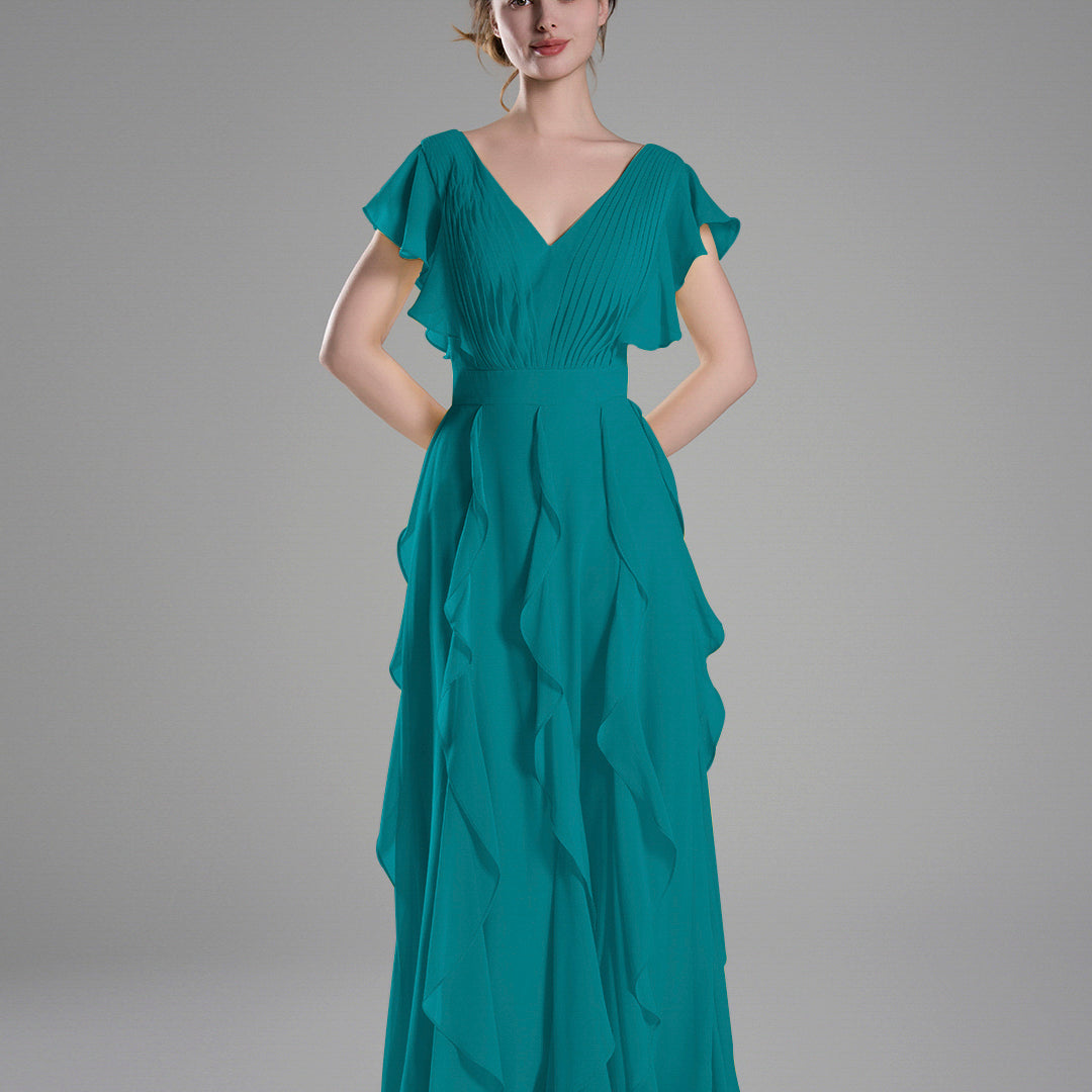 Flutter Sleeves Ruffle Detailing A-line Dresses