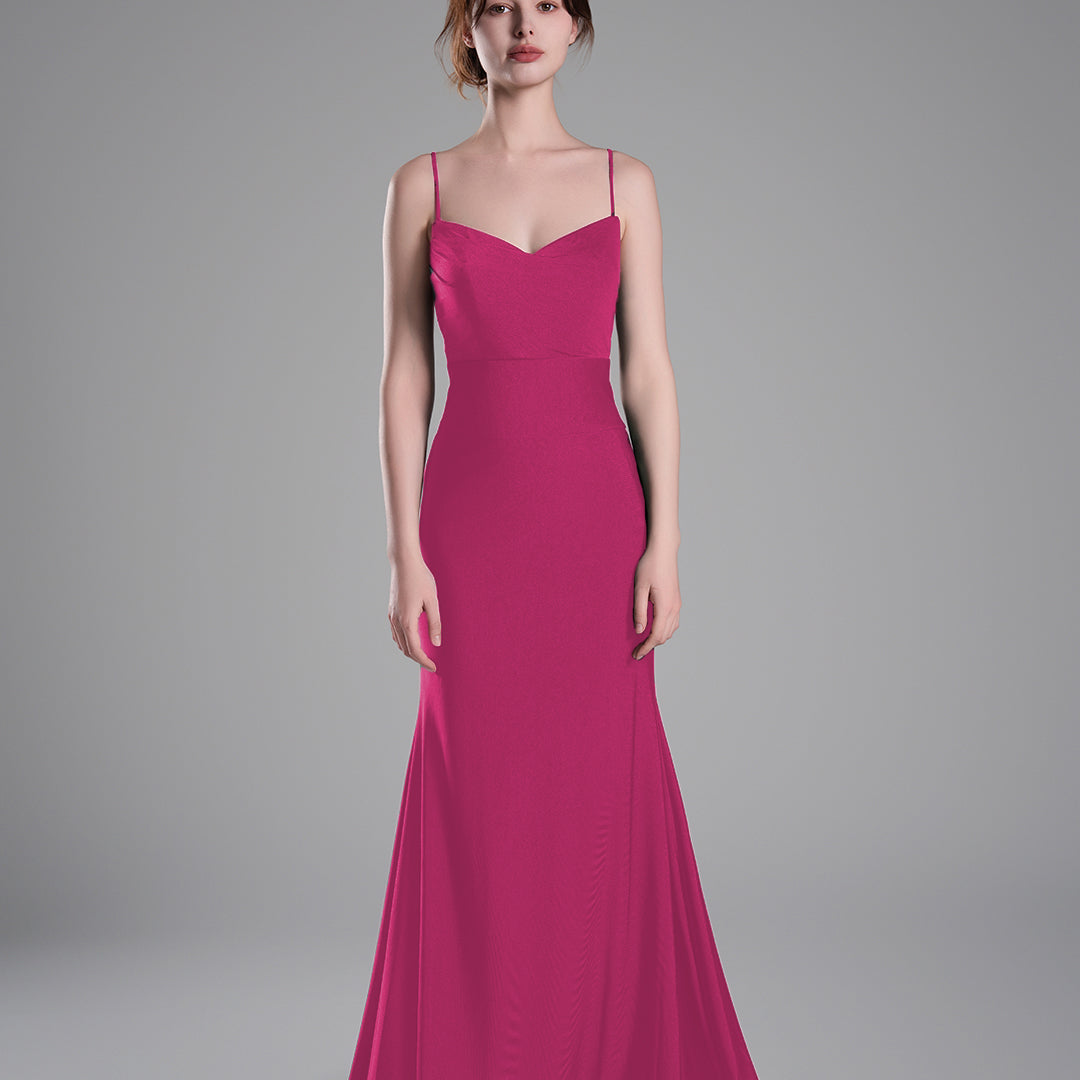 Spaghetti Straps Ruched Bodice Lace-Up Dresses