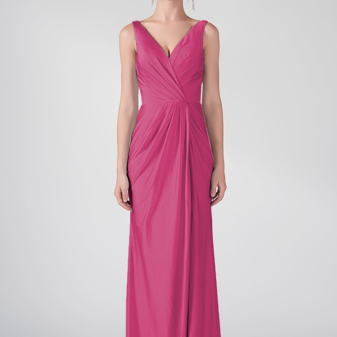 Tank Straps V-Neck Pleated Side Slit A-line Dresses