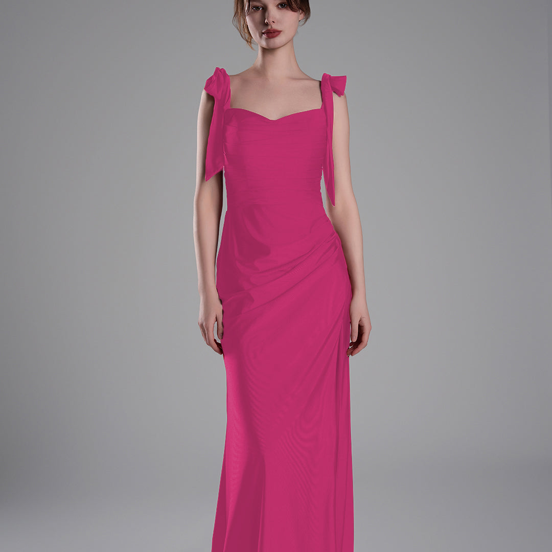 Elegant Double Straps Slit Ribbon Ties Dresses