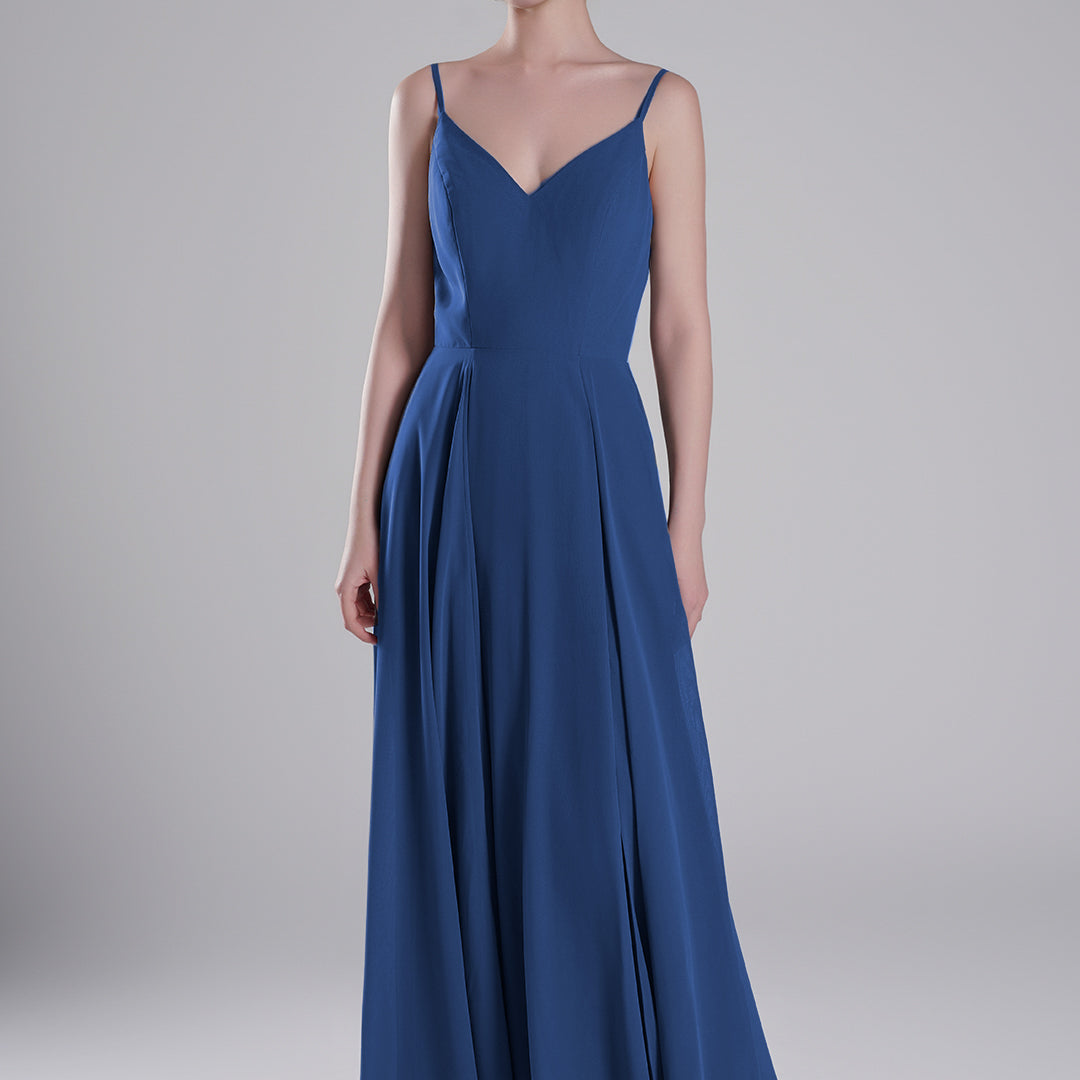 V-Neck Low-Cut Back High Slit Sweeping Train Dresses