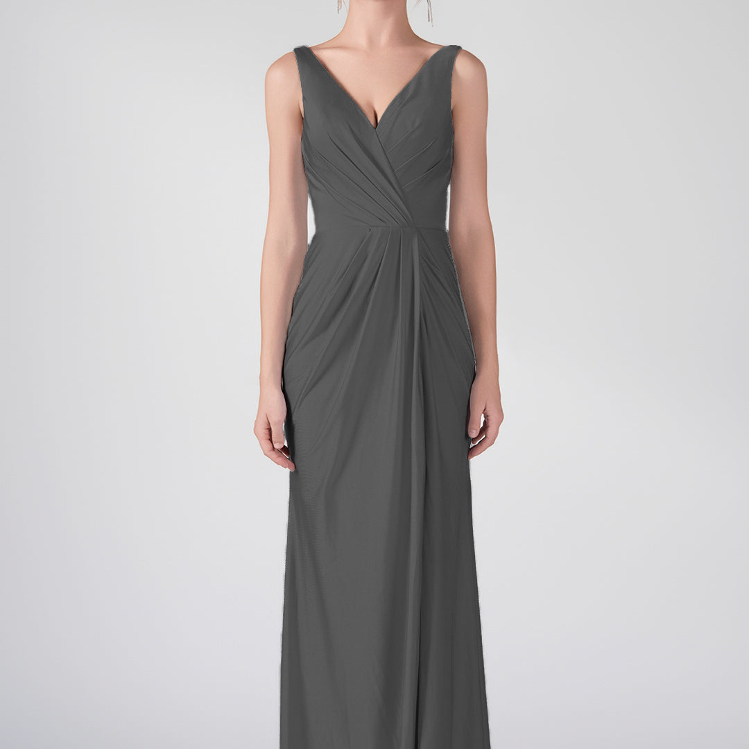 Tank Straps V-Neck Pleated Side Slit A-line Dresses