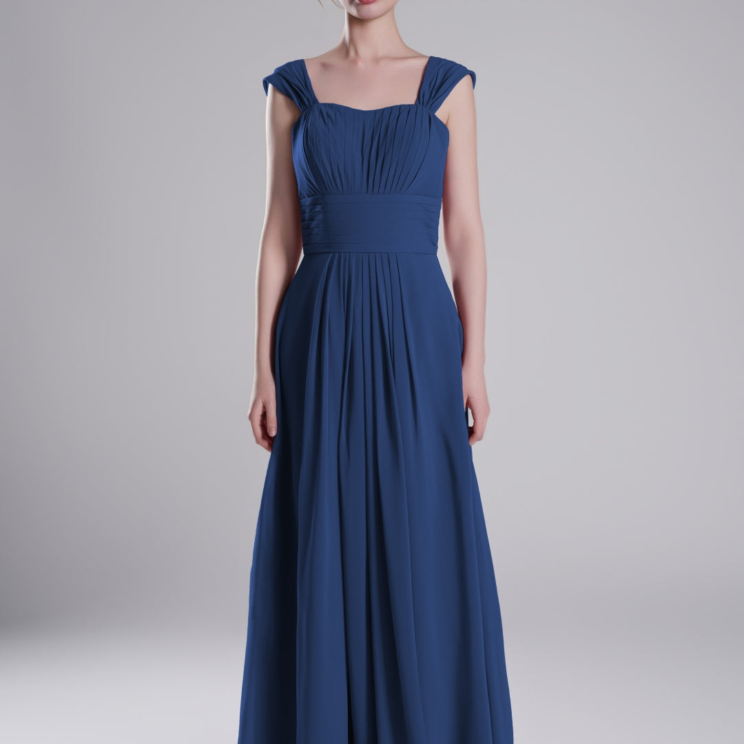 Sculpted Shoulders Pleated High Waist Dresses